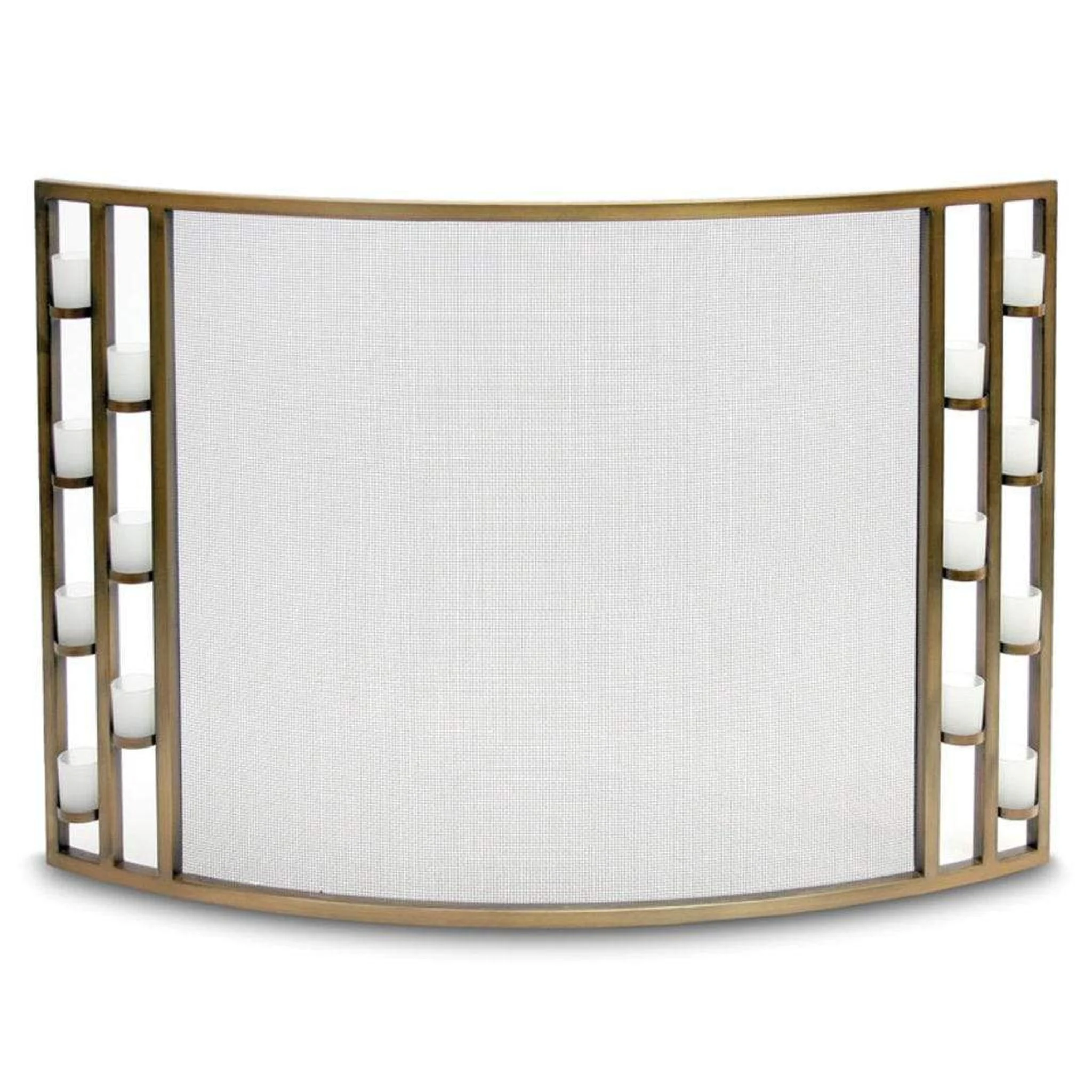Pilgrim 44" Antique Brass Candlewood Tea Light Bowed Screen