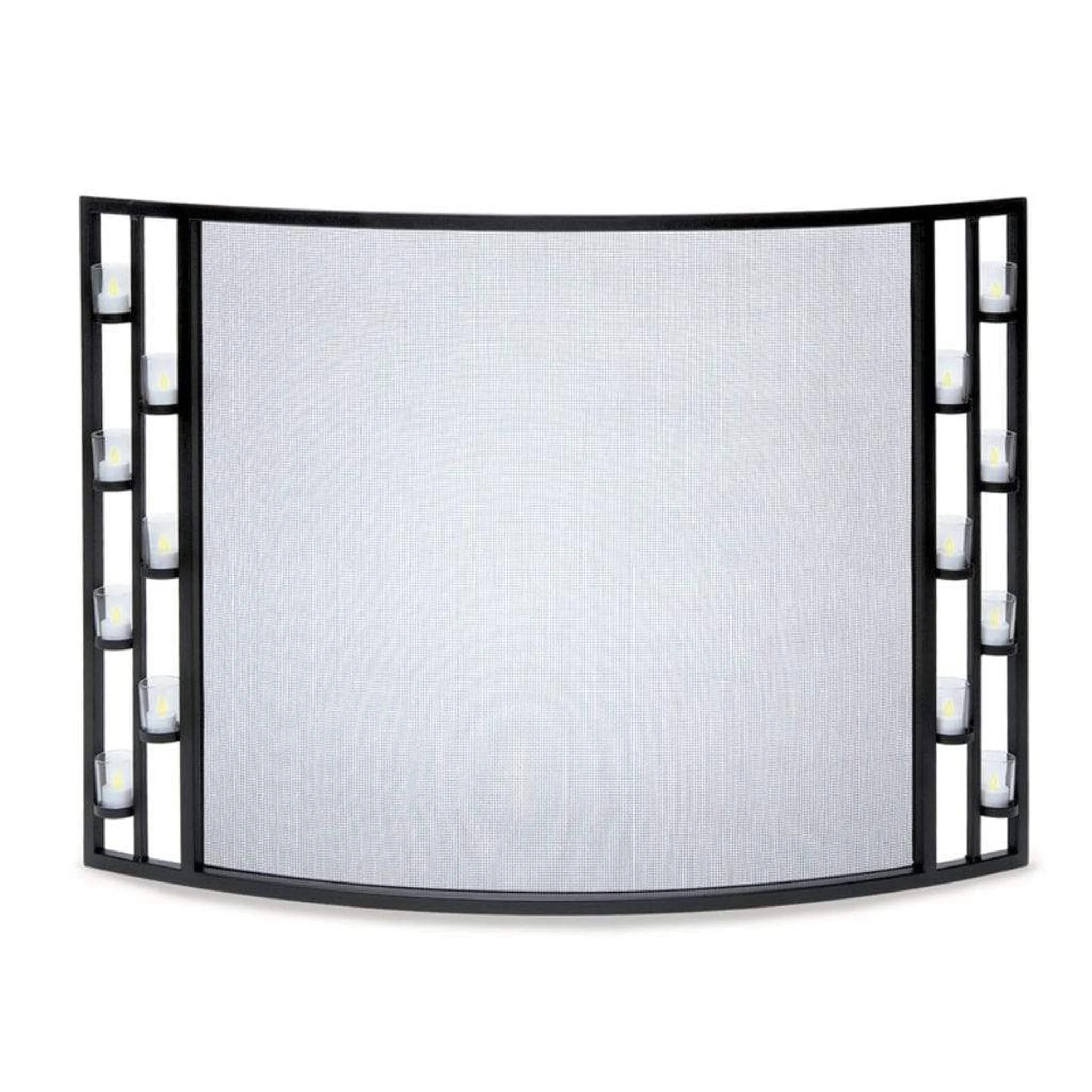 Pilgrim 44" Matte Black Candlewood Tea Light Bowed Screen