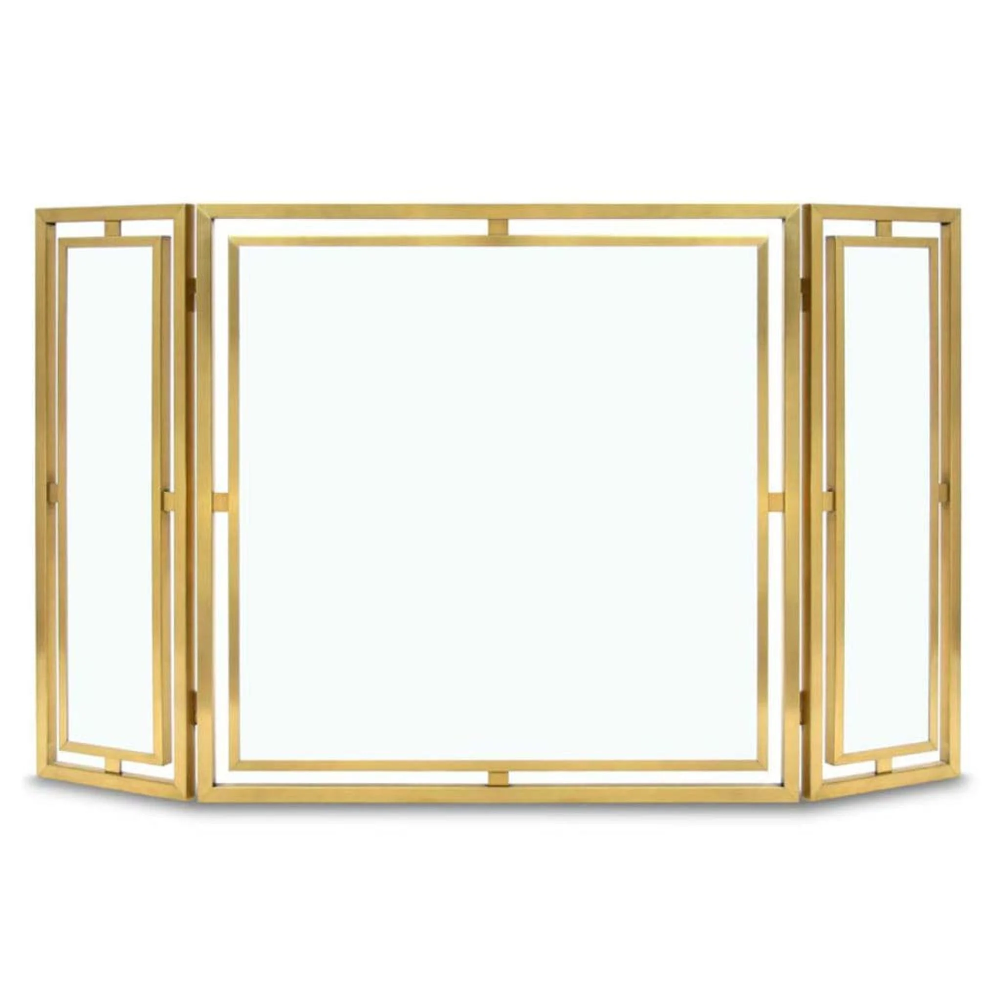 Pilgrim 50" Burnished Brass Floating Glass Tri-Panel Screen