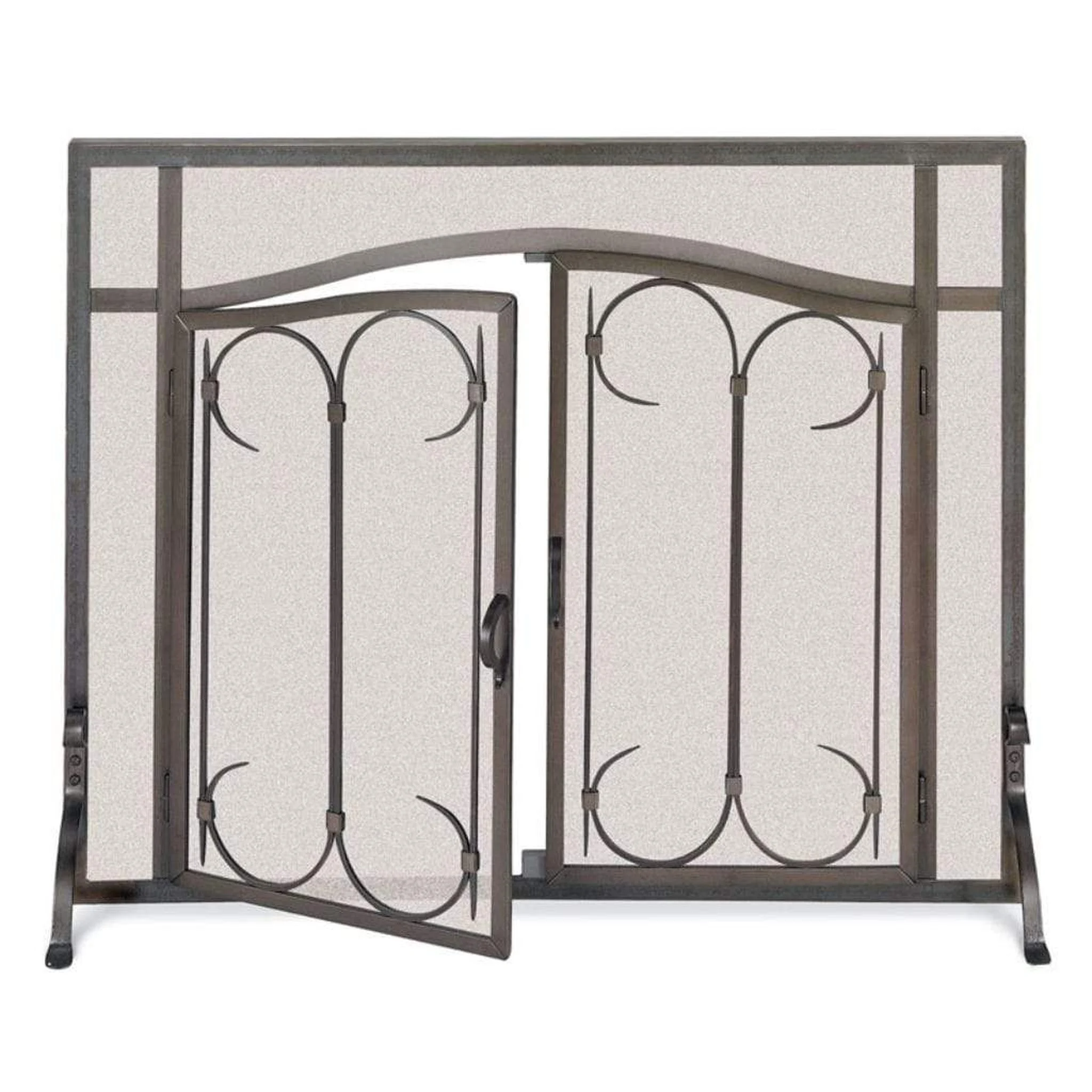 Pilgrim Iron Gate 39" Matte Black Arch Top Door Screen