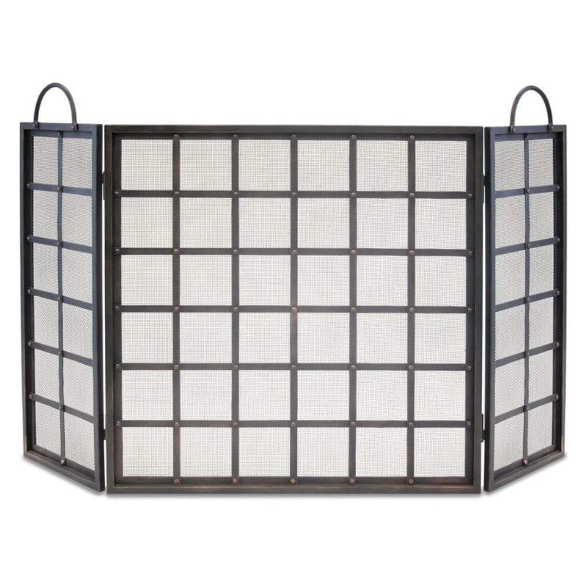 Pilgrim Manor 53" Distressed Bronze Tri-Panel Folding Screen