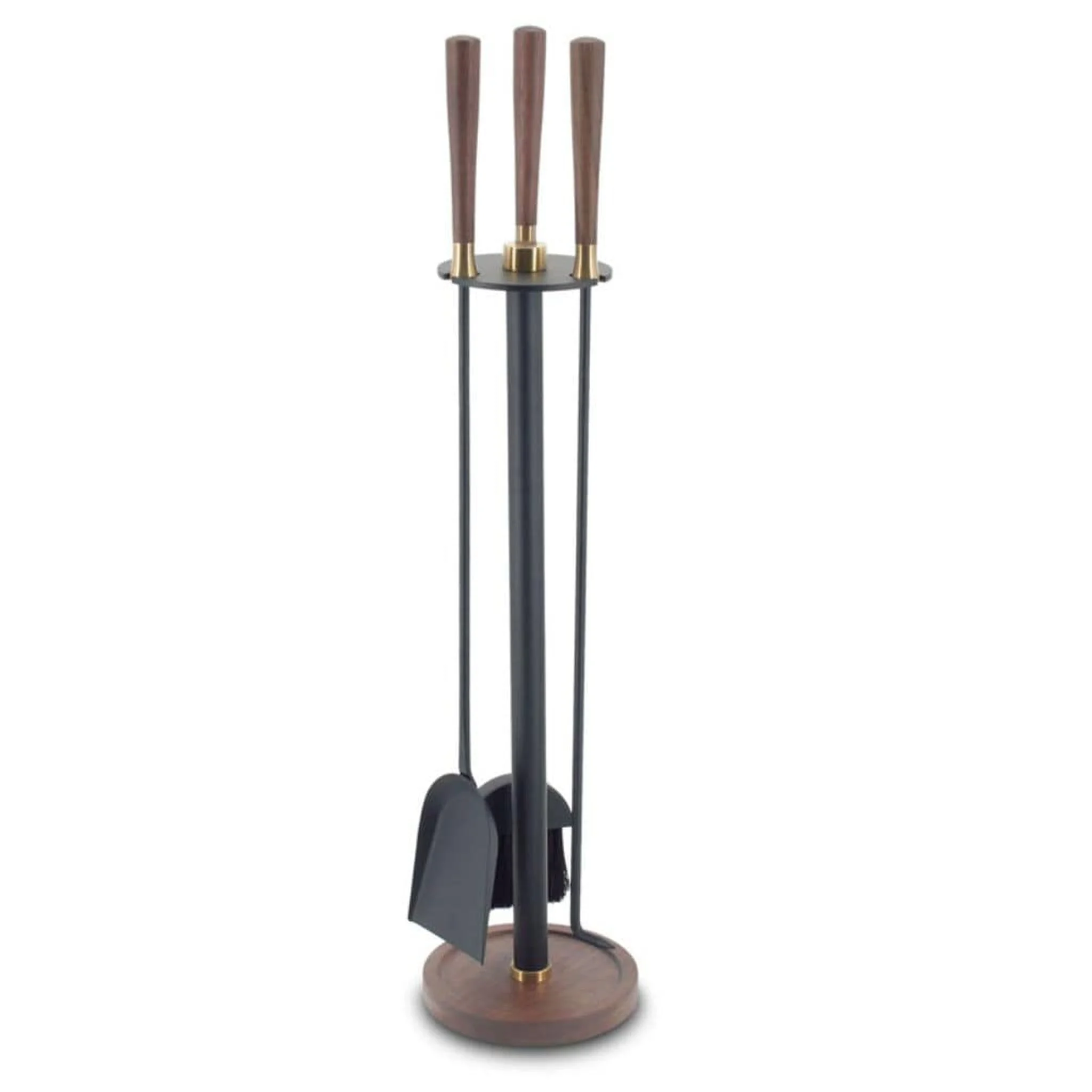 Pilgrim New Haven 34" Black Brass Walnut Handle Tool Set