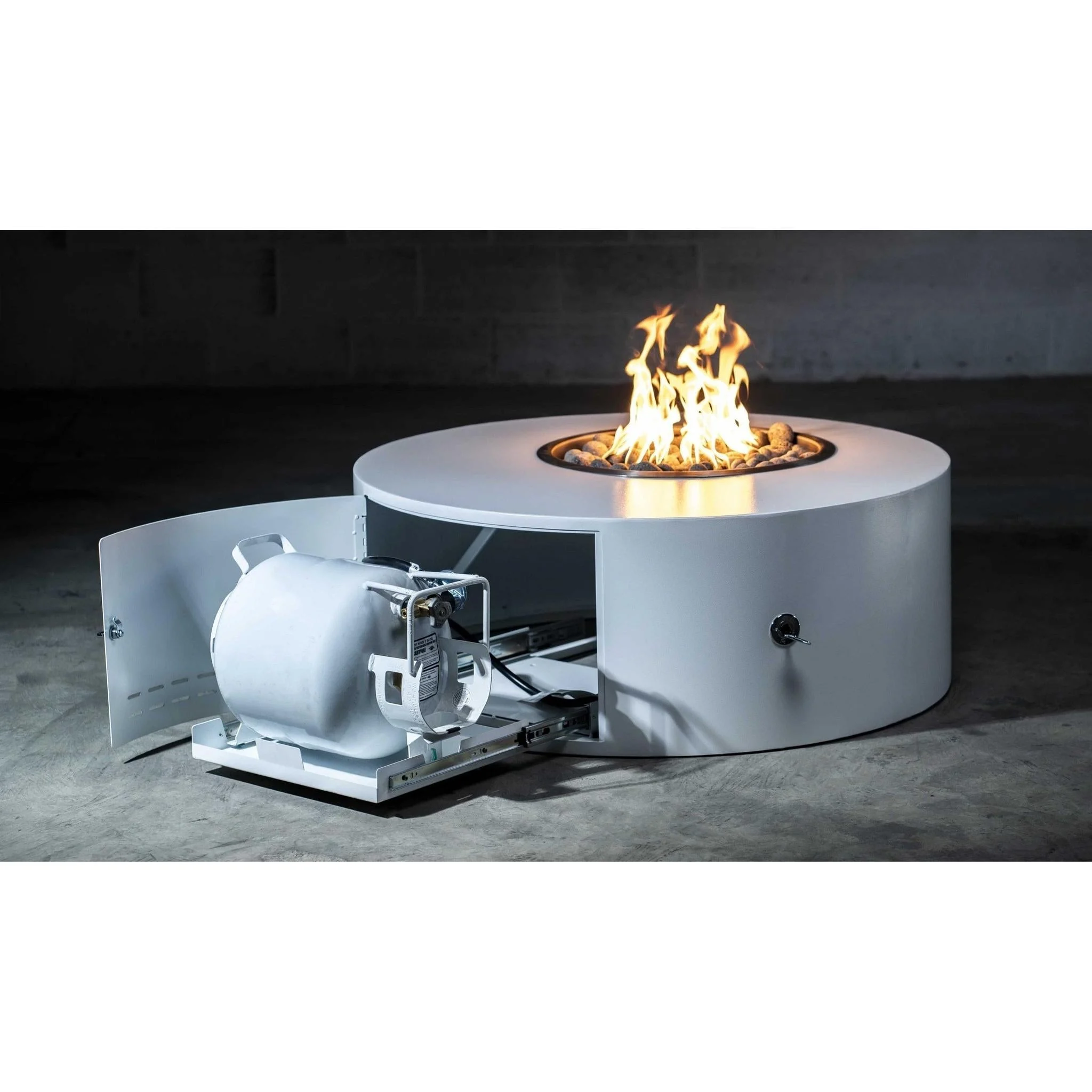 The Outdoor Plus Isla 42" Corten Steel Liquid Propane Fire Pit with Match Lit with Flame Sense Ignition