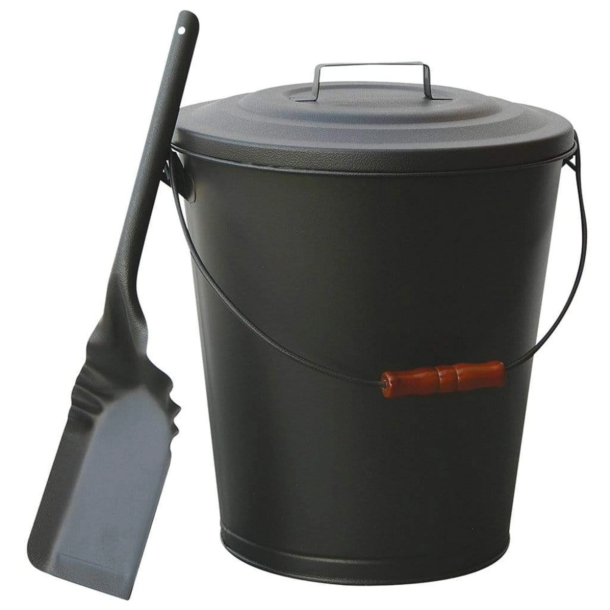 UniFlame 16" C-1724B Olde World Iron Finish Ash Bin w/ Lid and Shovel
