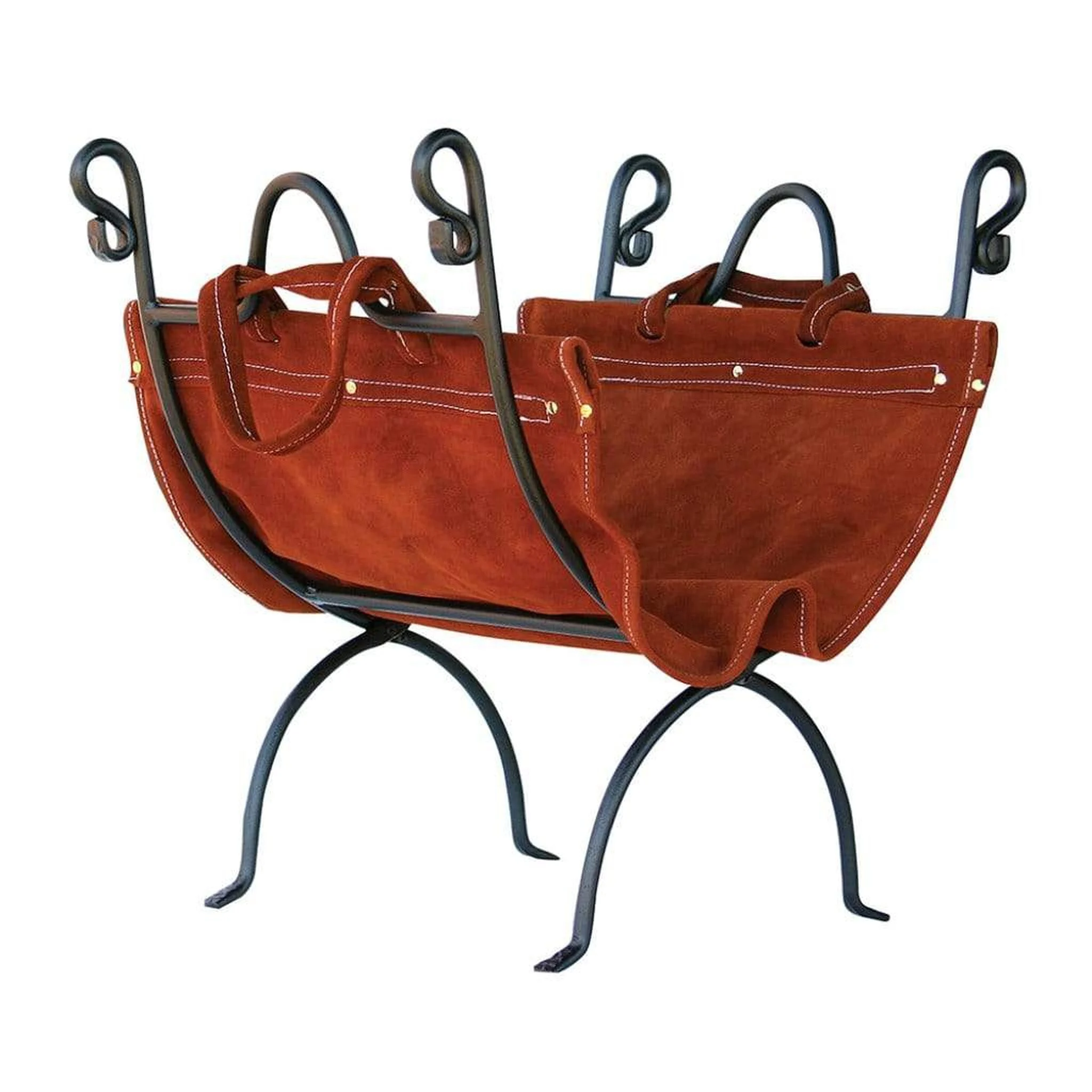 UniFlame 23" W-1196 Olde World Iron Log Holder w/ Suede Leather Carrier