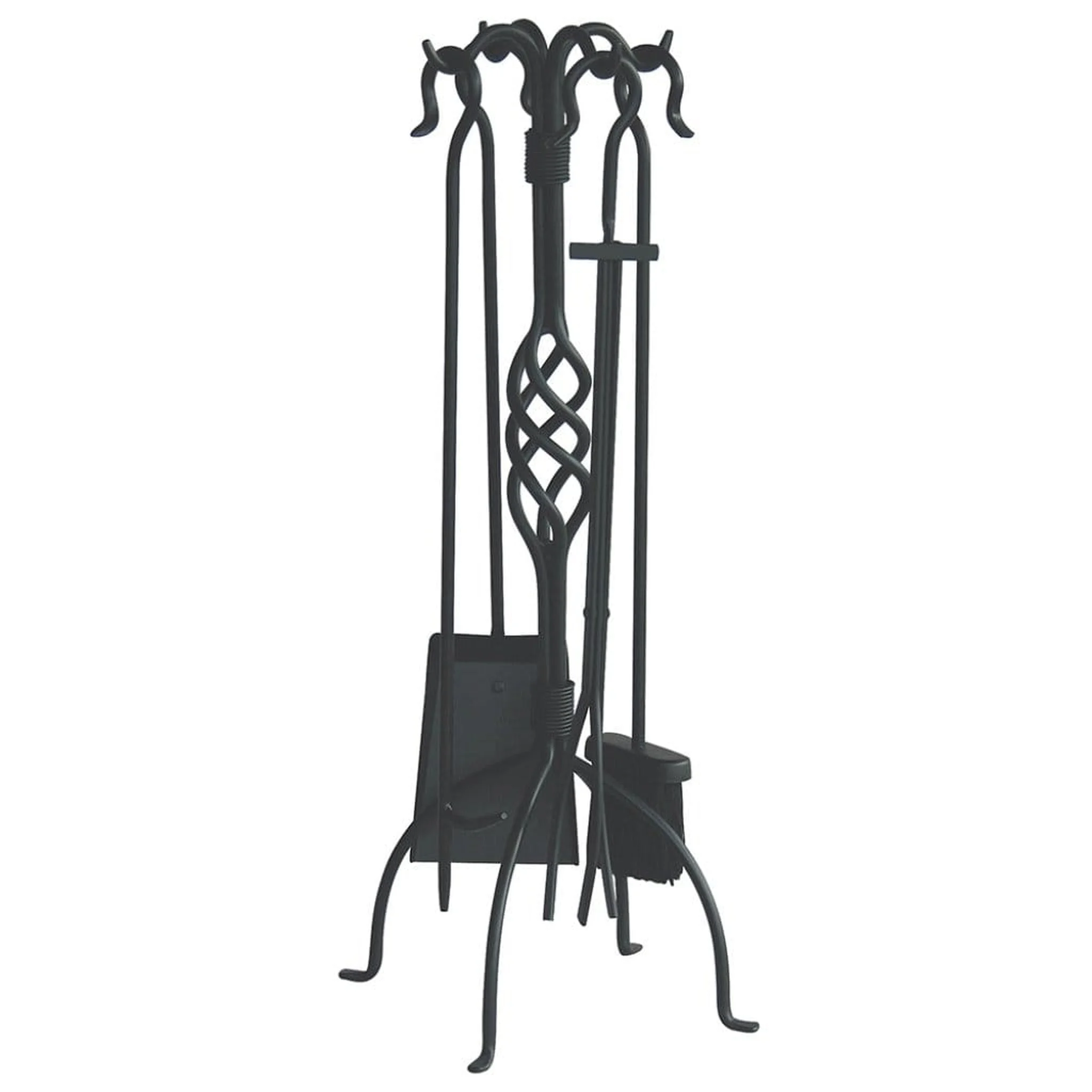 UniFlame 28" F-1053 5-Piece Black Wrought Iron Fireset w/ Center Weave