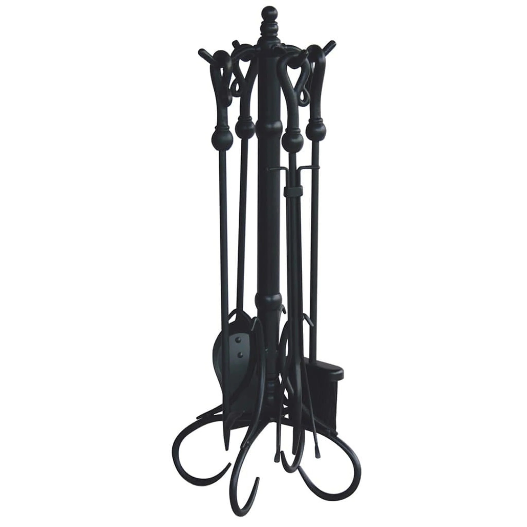 UniFlame 30" F-1056 5-Piece Black Wrought Iron Fireset w/ Crook Handles