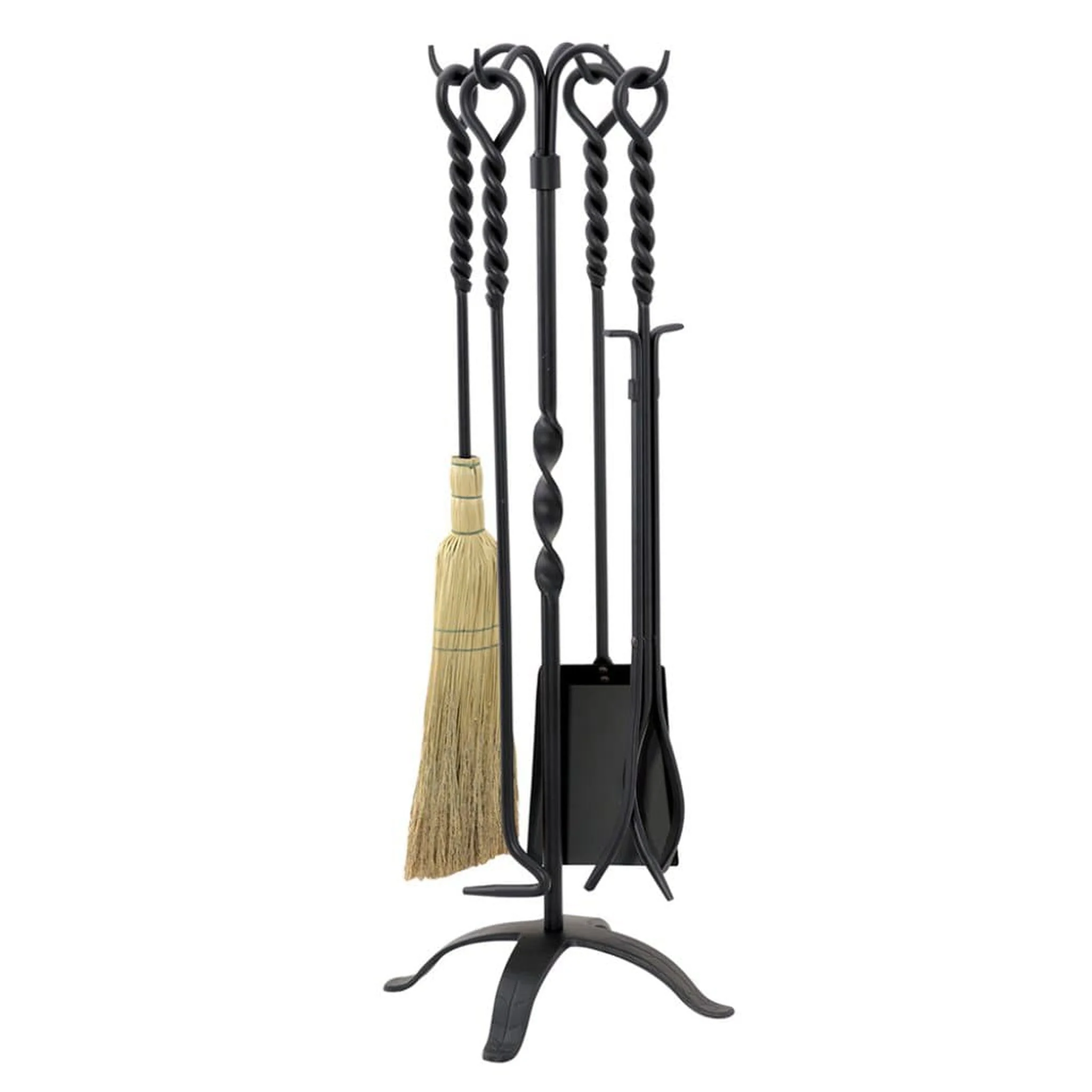 UniFlame 30" T58650BK 5-Piece Twist Black Wrought Iron Fireset
