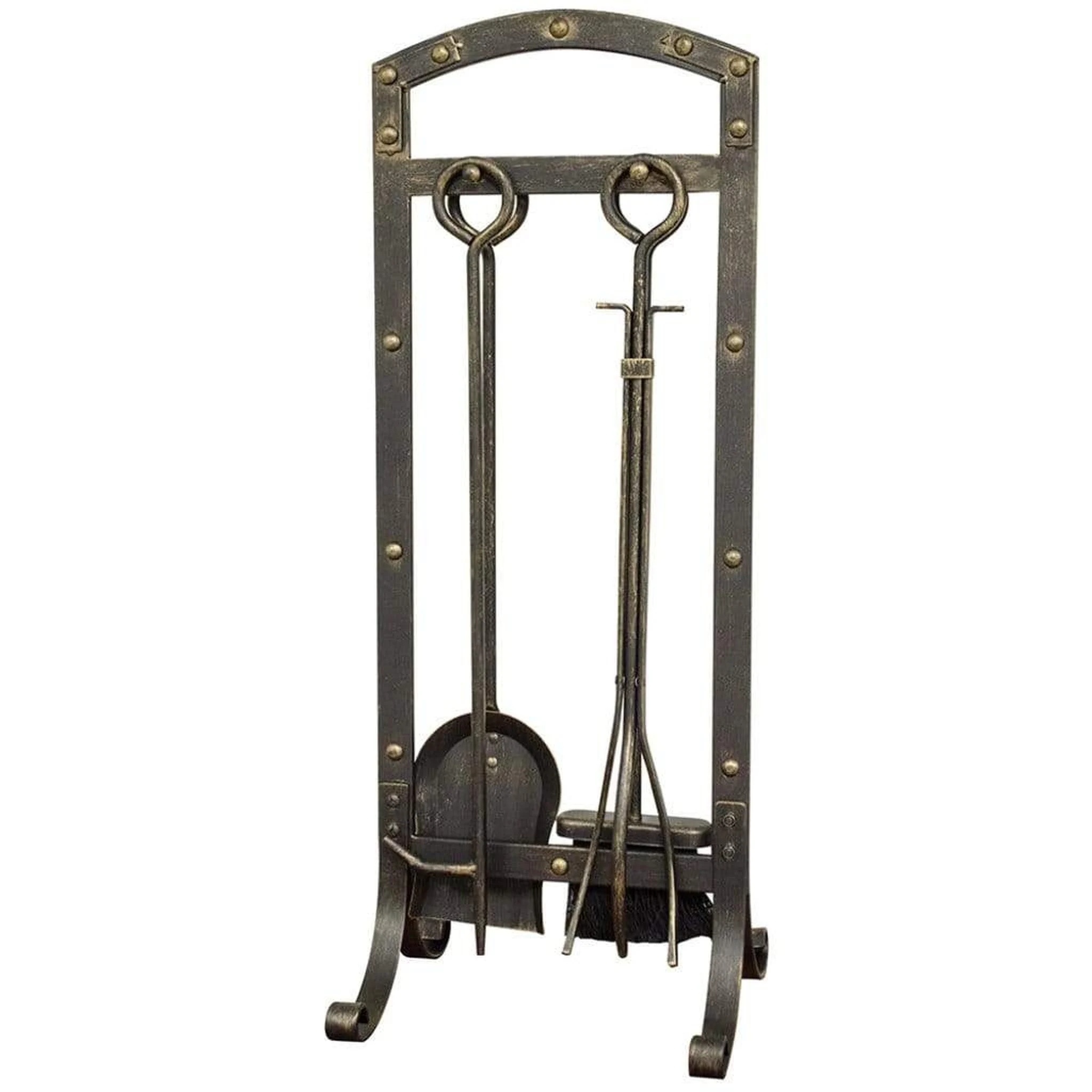 UniFlame 31" F-1976 5-Piece Aged Bronze Fireset w/ Ring Handles
