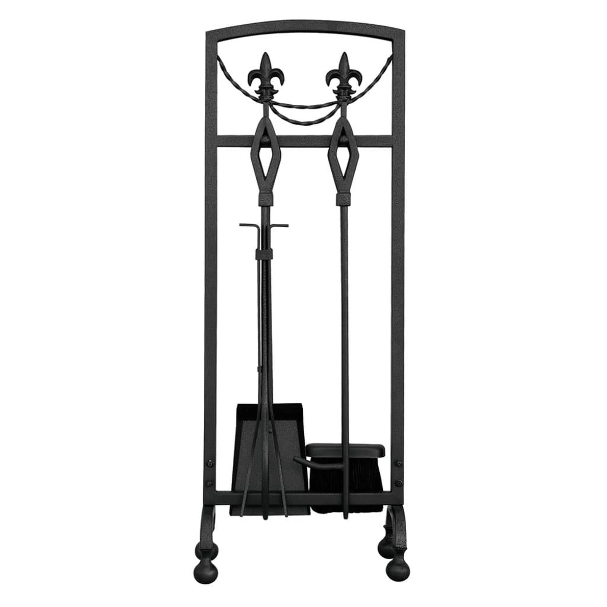 UniFlame 34" F-1452 5-Piece Olde World Iron Fleur-de-Lis Fireset