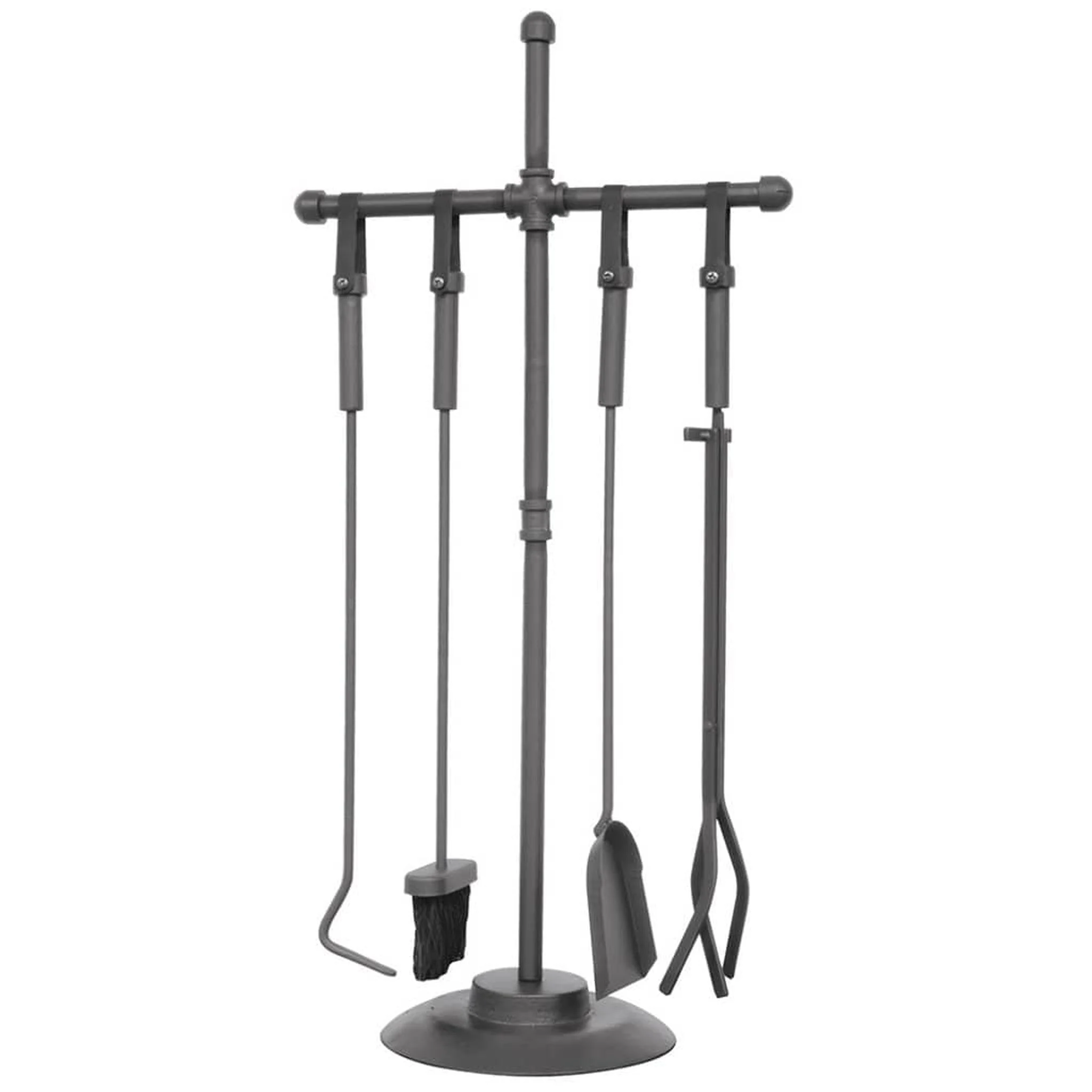UniFlame 34" F-1775 5-Piece Industrial Style Fireset w/ Leather Strap Handles