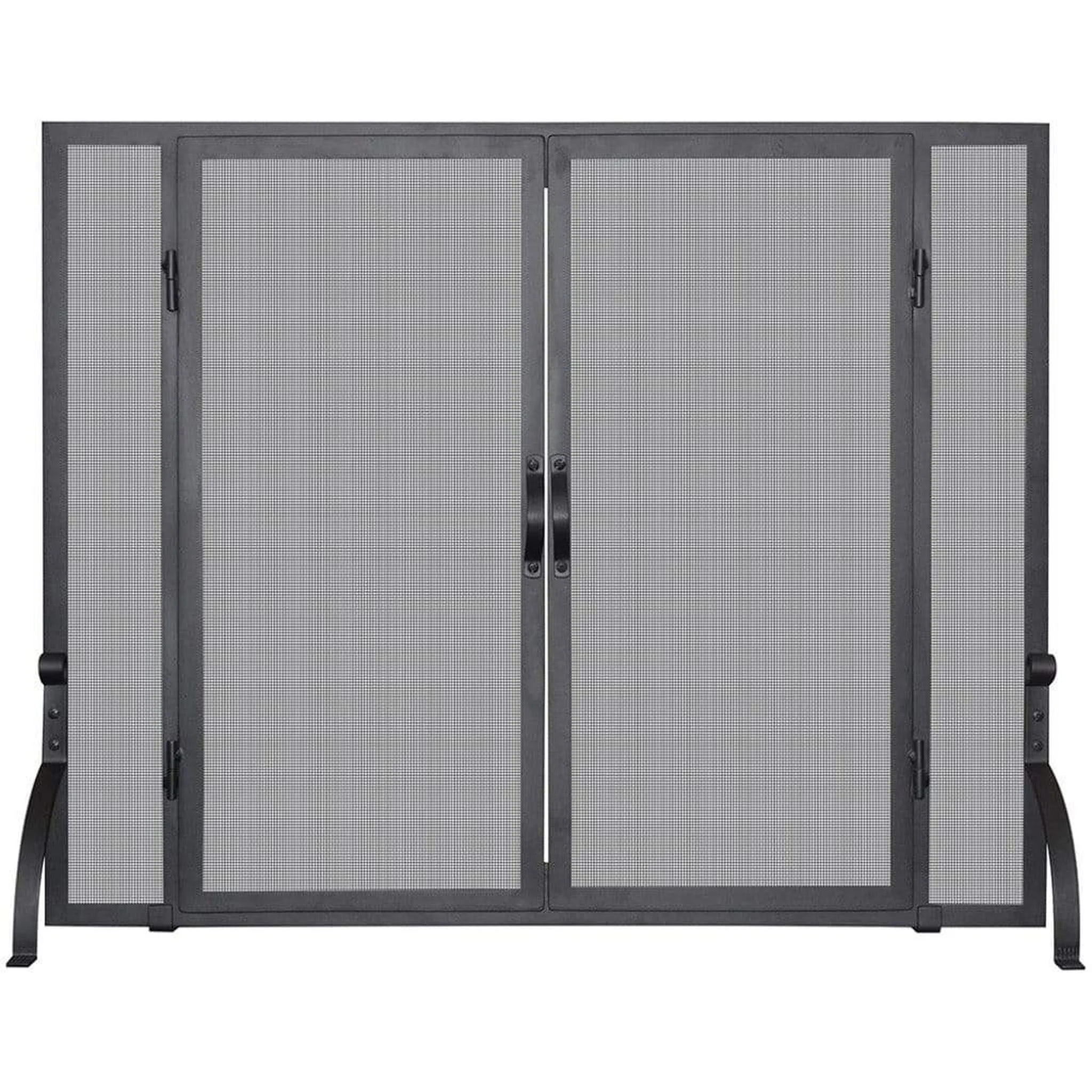 UniFlame 39" S-1044 Small Single Panel Black Wrought Iron Screen w/ Doors