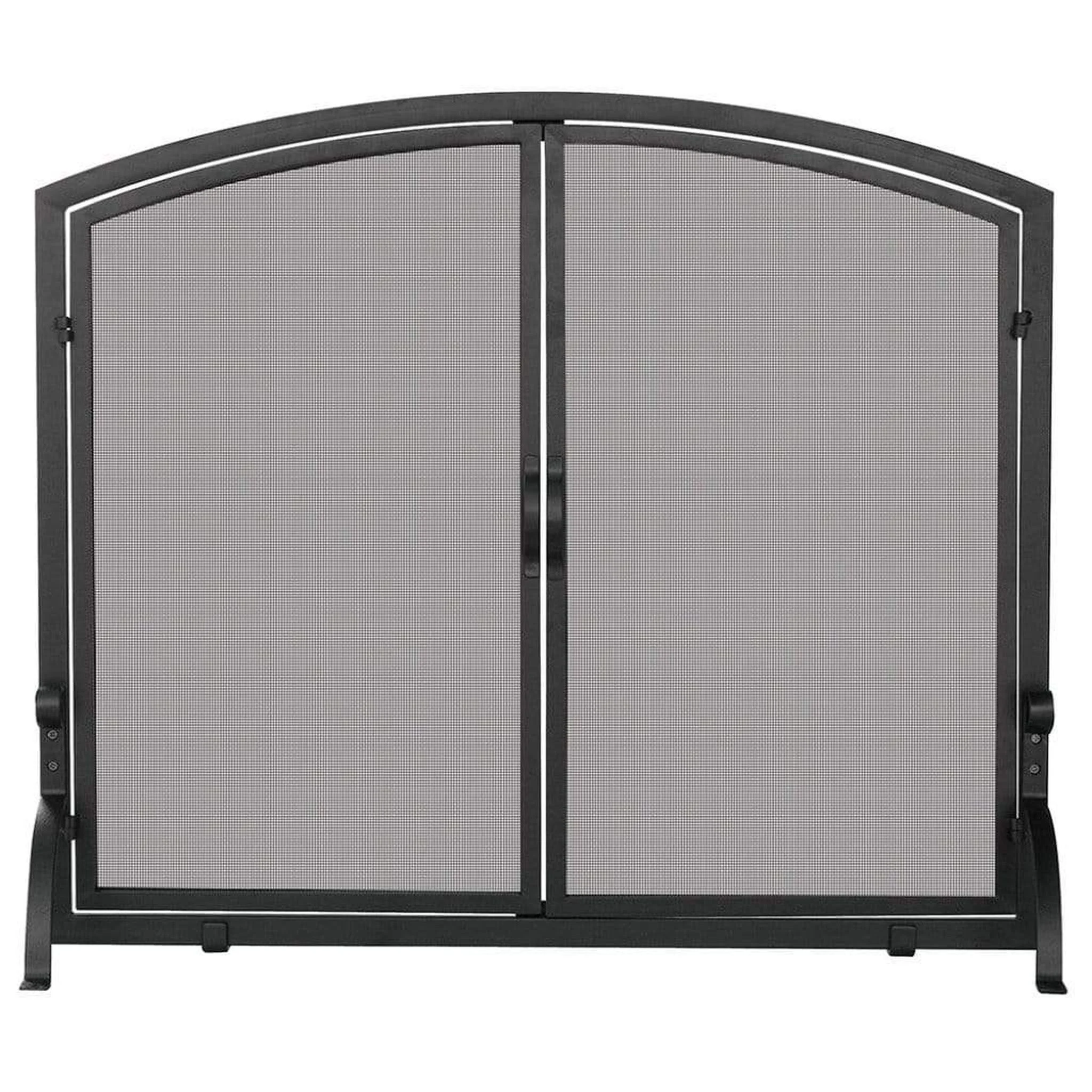 UniFlame 39" S-1062 Medium Single Panel Black Wrought Iron Screen w/ Doors
