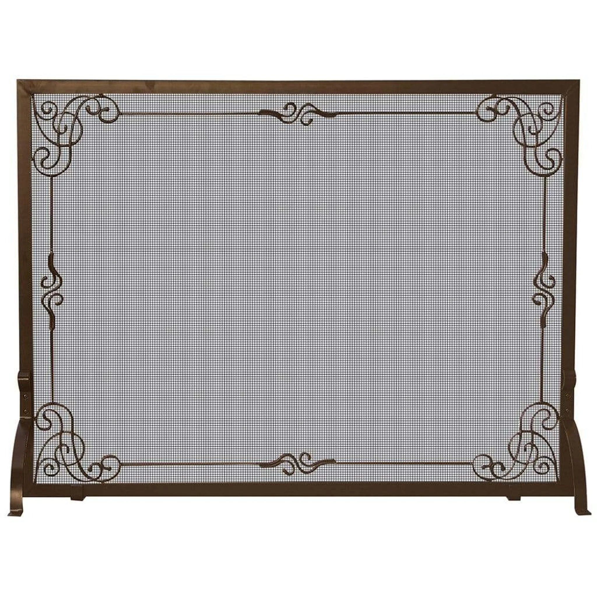 UniFlame 44" S-1615 Single Panel Bronze Screen w/ Decorative Scroll