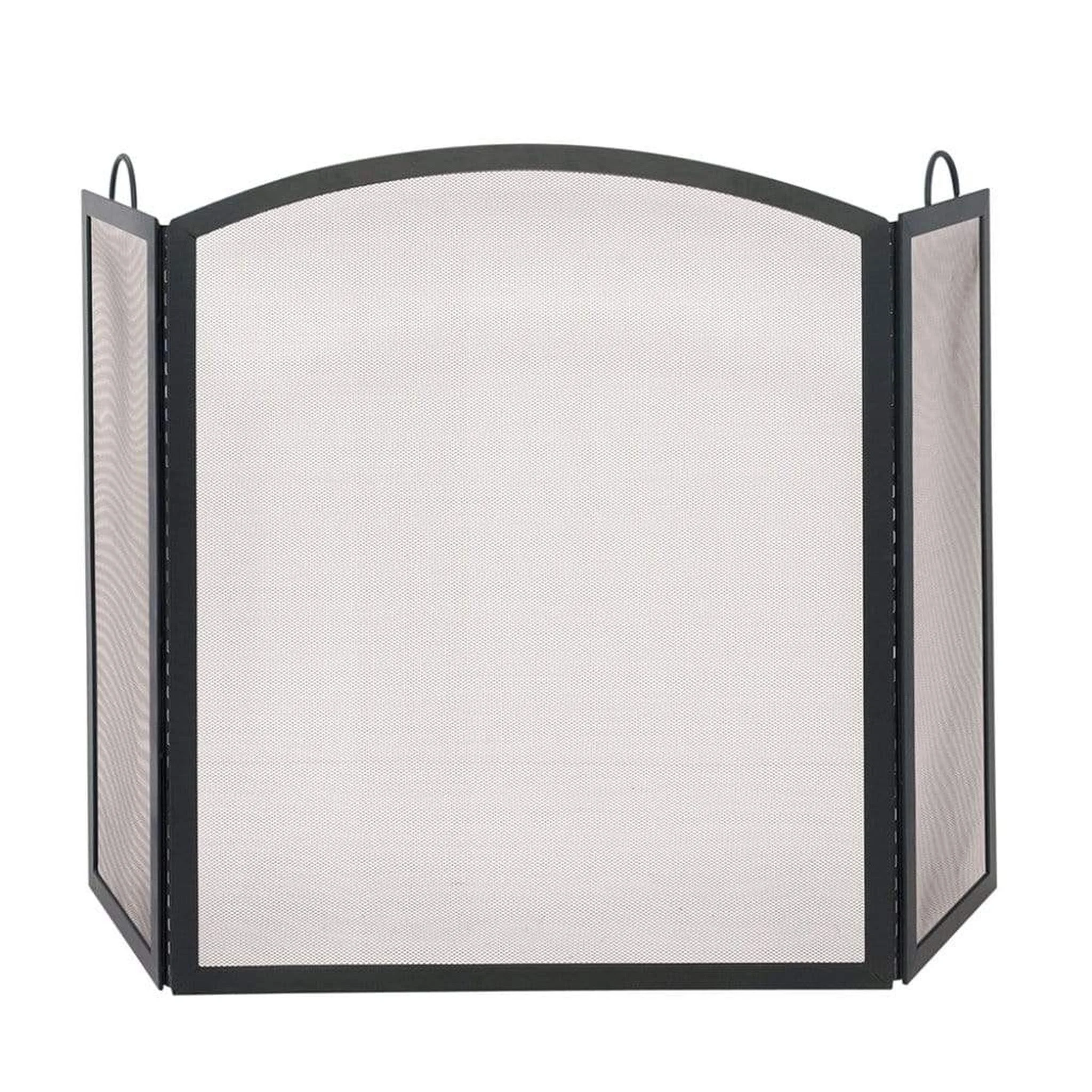 UniFlame 51" S-1506 Medium 3 Fold Black Wrought Iron Arch Top Screen