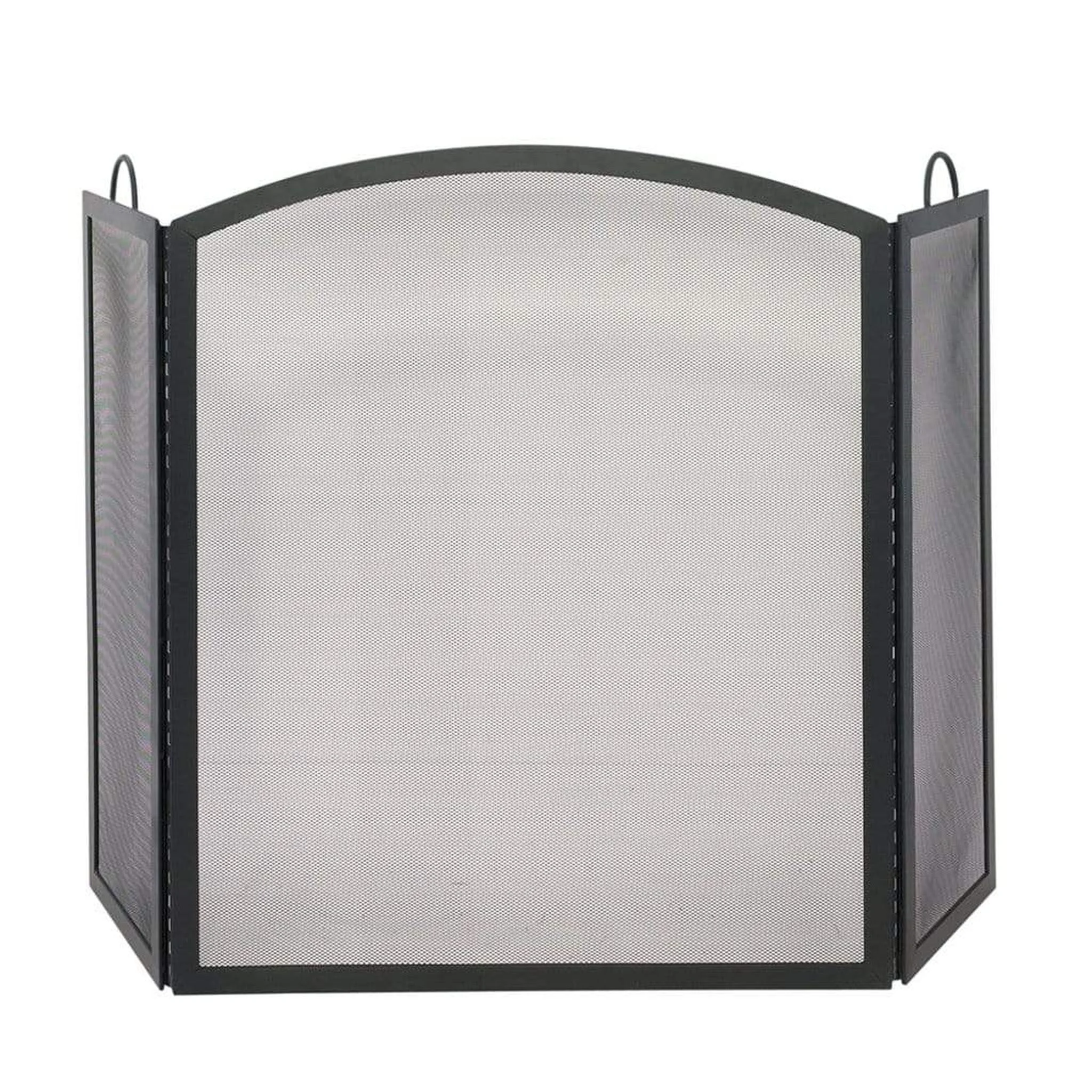 UniFlame 56" S-1507 Large 3 Fold Black Wrought Iron Arch Top Screen