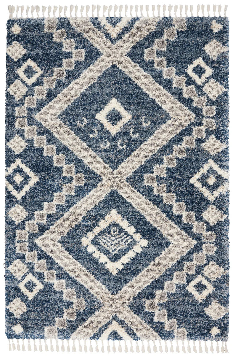 Nourison Scandinavian Shag Contemporary Denim Blue Area Rug