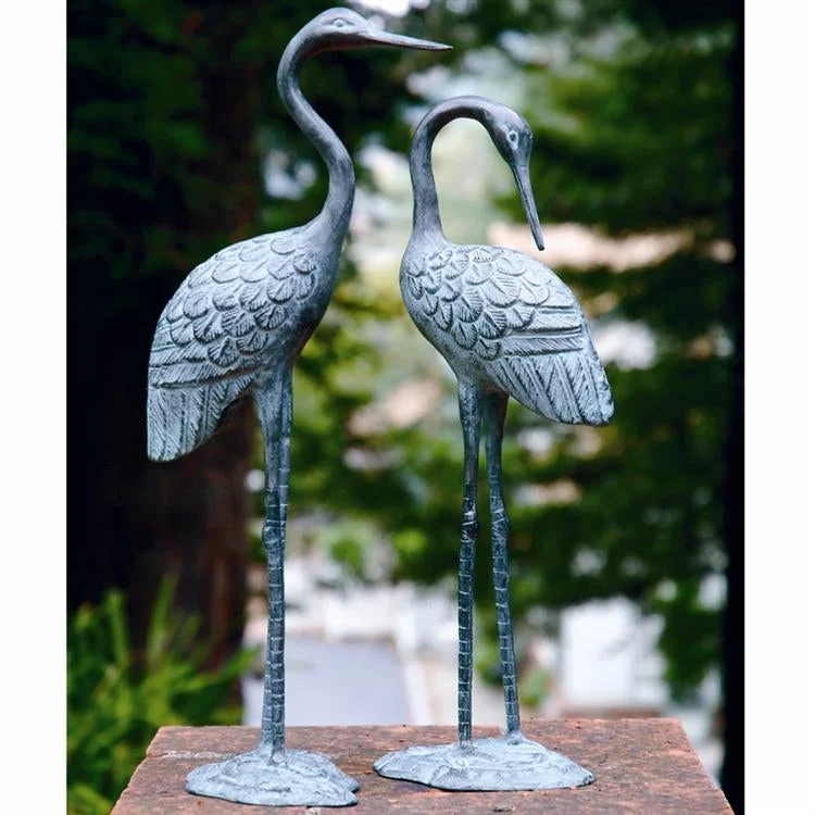 SPI Home Love Cranes Pair Brass Sculpture – Romantic Crane Duo for Nature-Inspired Decor, 16" Tall Elegant Accent, Set of 2