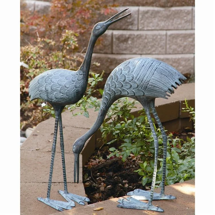 SPI Home Stately Garden Cranes Set of 2 Brass Outdoor Sculptures 36 Inches Tall