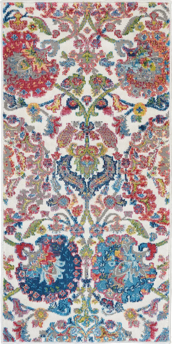 Nourison Global Vintage Transitional Ivory/Blue Area Rug