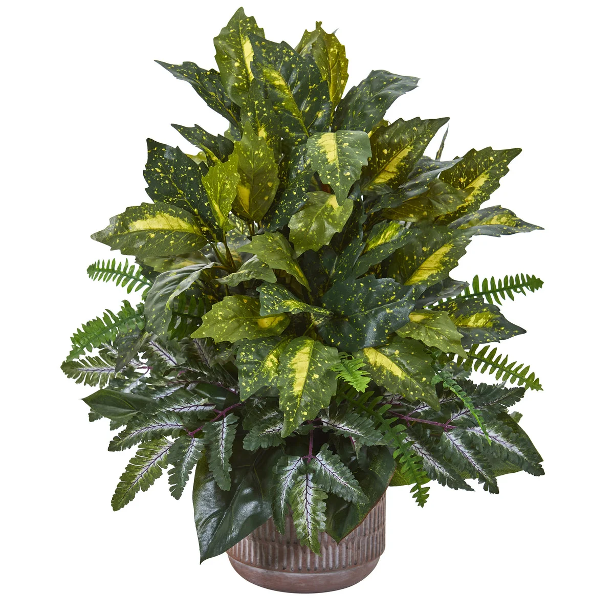 Nearly Natural 8989 26" Artificial Green Mixed Greens Plant in Stoneware Planter