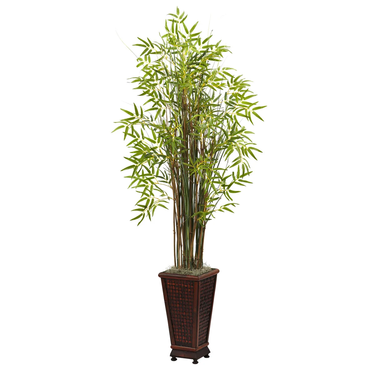 Nearly Natural 6746 5.5' Artificial Green Grass Bamboo Plant with Decorative Planter