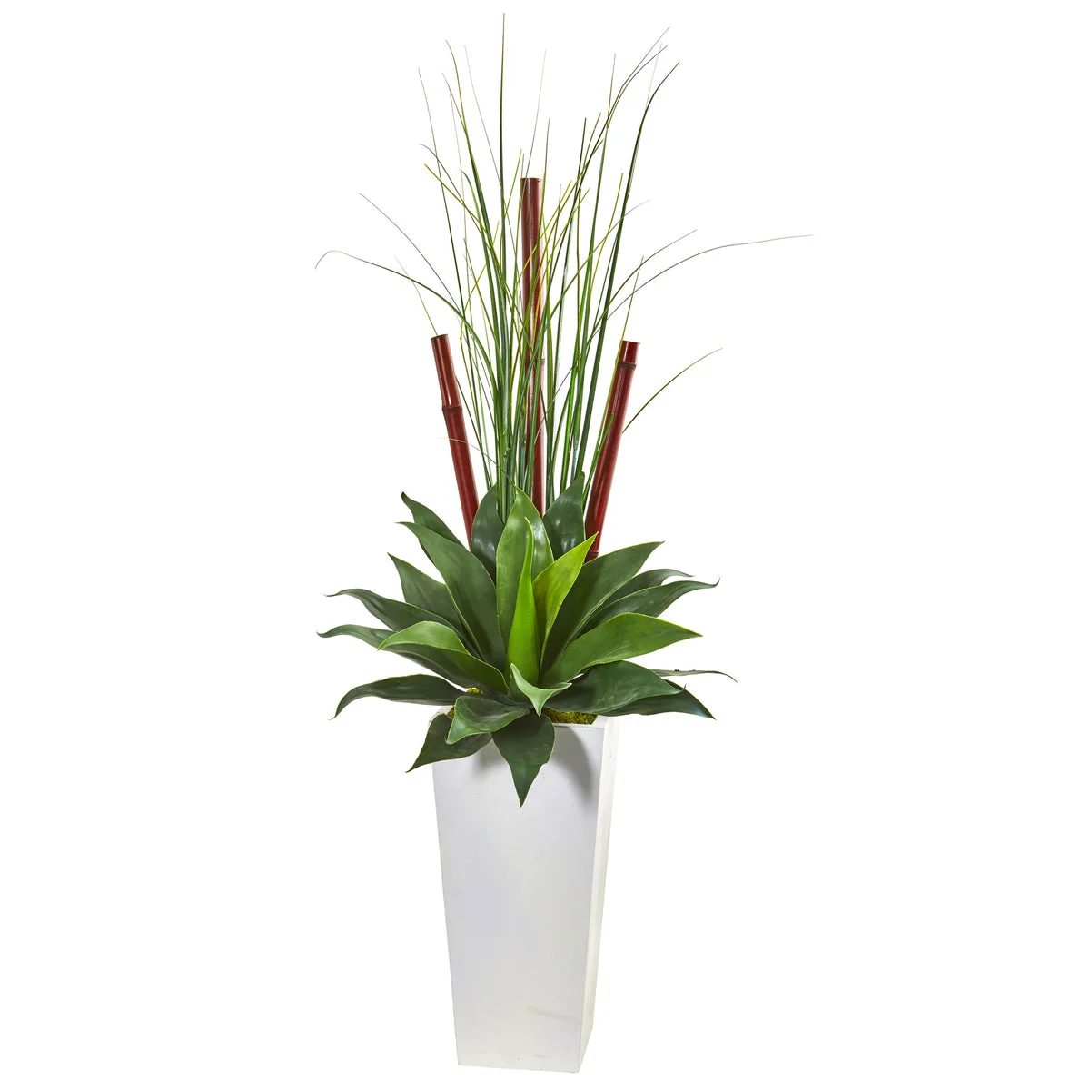 Nearly Natural 8605 4.5' Artificial Green Giant Agave Succulent Plant in White Planter