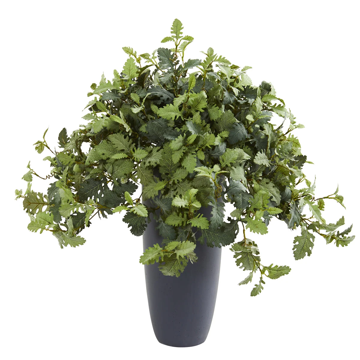 Nearly Natural 8728 31" Artificial Green Dusty Miller Plant in Gray Planter