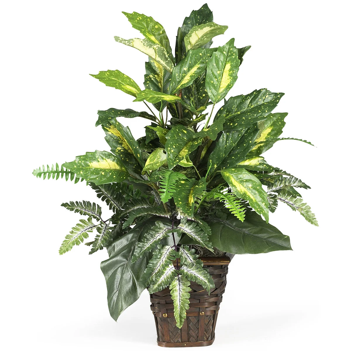 Nearly Natural Mixed Greens w/Wicker Silk Plant