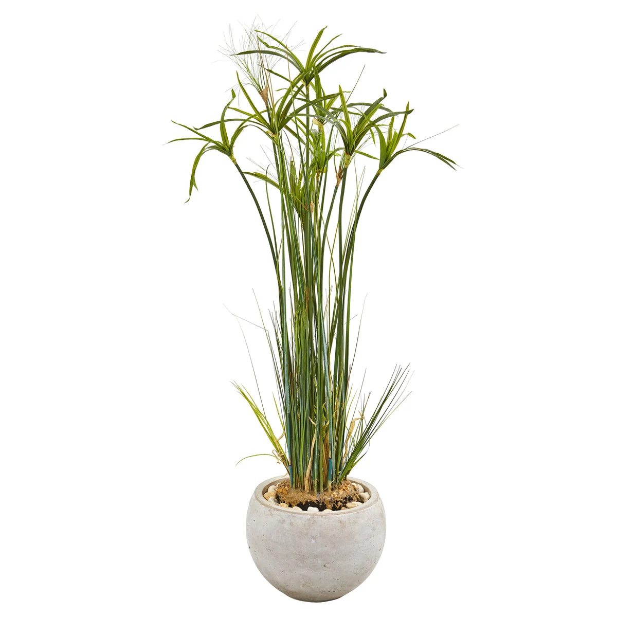 Nearly Natural 9816 45" Artificial Green Papyrus Plant in Sand Colored Planter