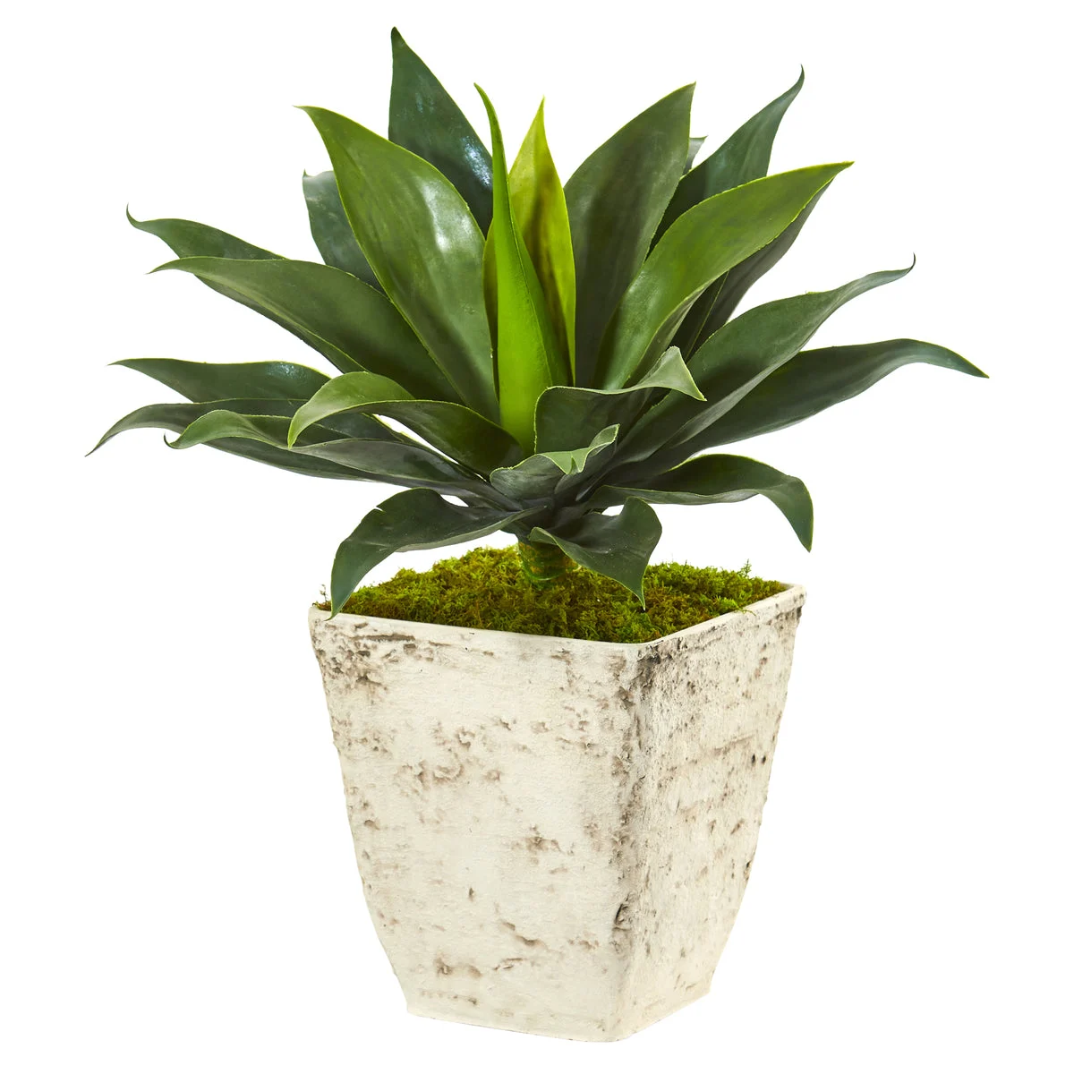 Nearly Natural P1105 26" Artificial Green Large Agave Plant in Country White Planter