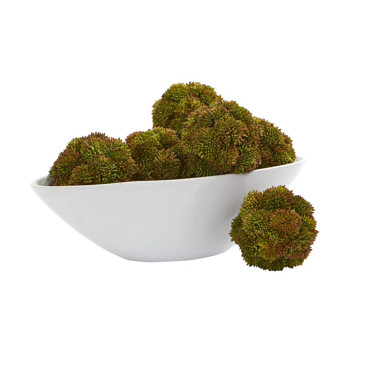Nearly Natural 4221-S6 4" Artificial Green Sedum Succulent Spheres in Bowl, Set of 6
