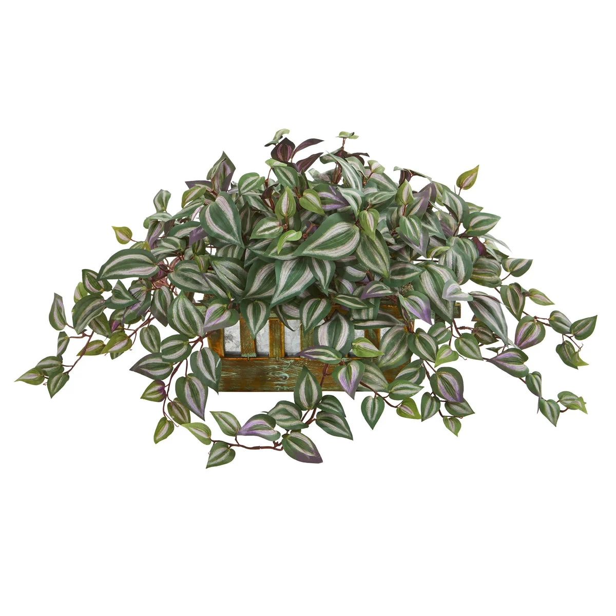 Nearly Natural 8056 13" Artificial Green Wandering Jew Plant in Decorative Planter
