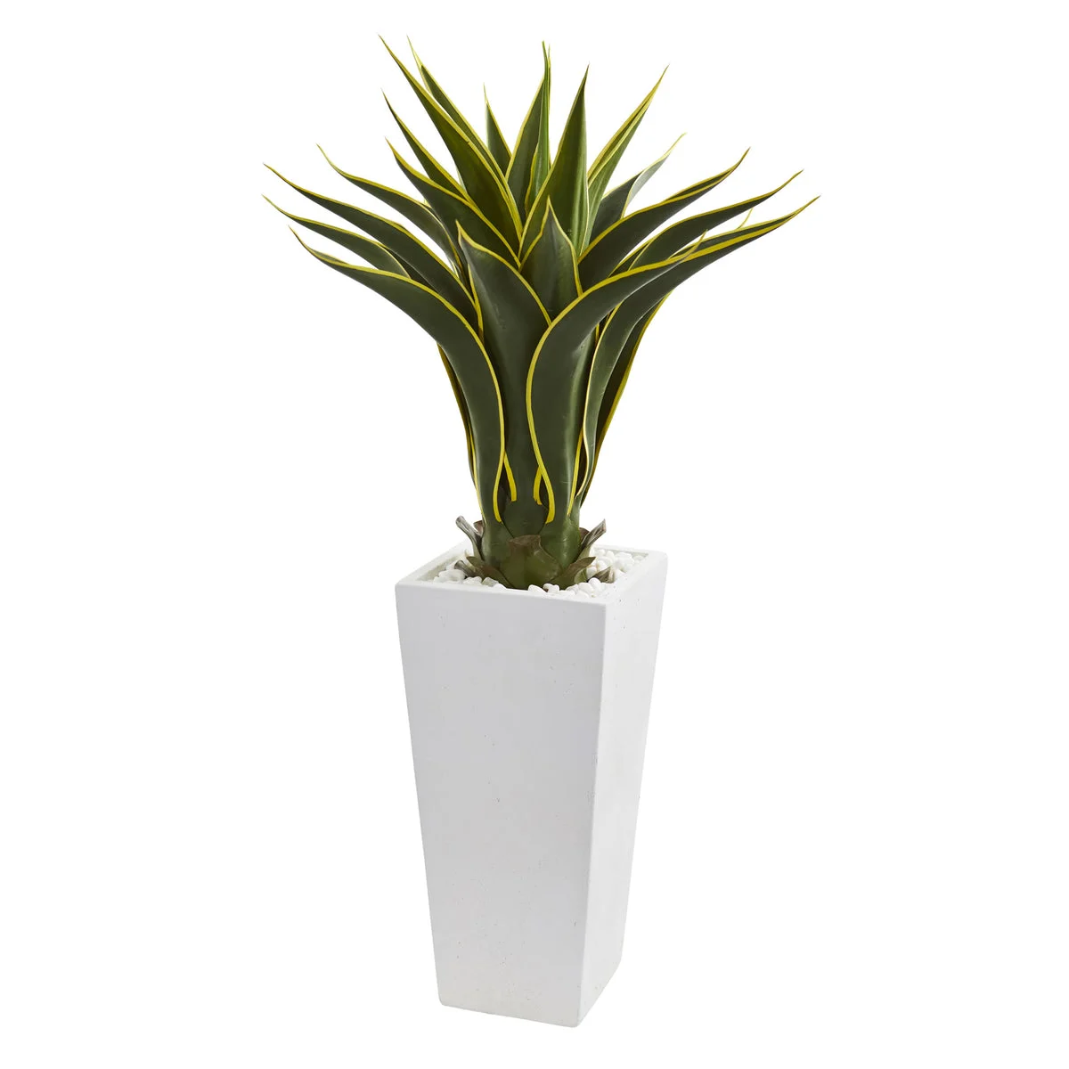 Nearly Natural 8119 3' Artificial Green Agave Plant in White Planter