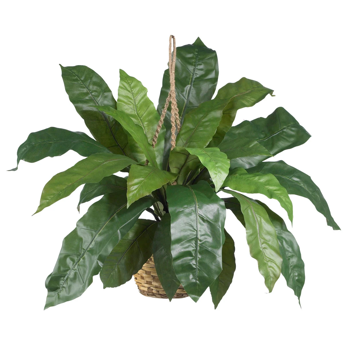 Nearly Natural 6775 17" Artificial Green Large Birds Nest Fern Hanging Basket