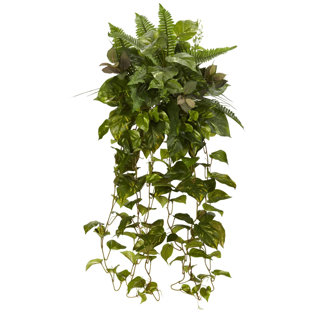Nearly Natural 6082-S2 36" Artificial Mixed Greens Hanging Plant, Set of 2