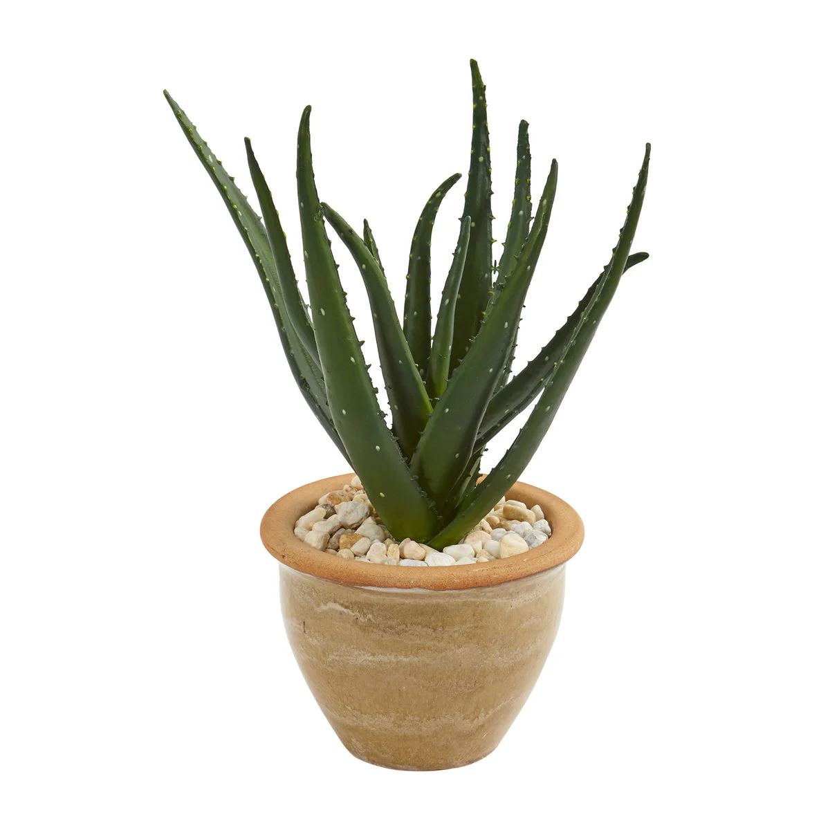 Nearly Natural 8742 15" Artificial Green Aloe Plant in Decorative Vase