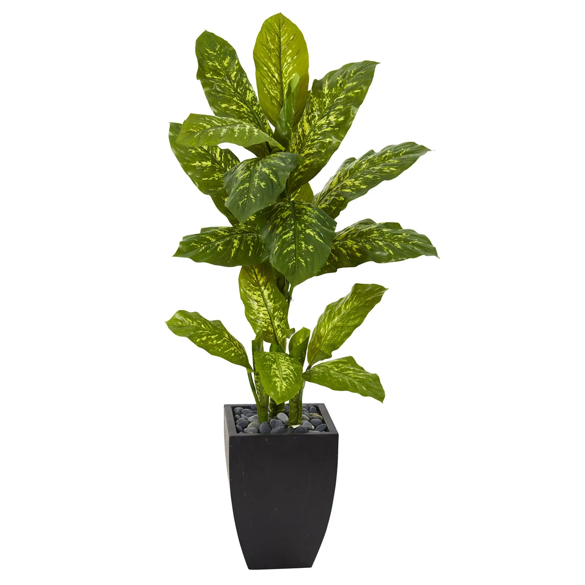 Nearly Natural P1129 50" Artificial Green Real Touch Dieffenbachia Plant in Black Planter
