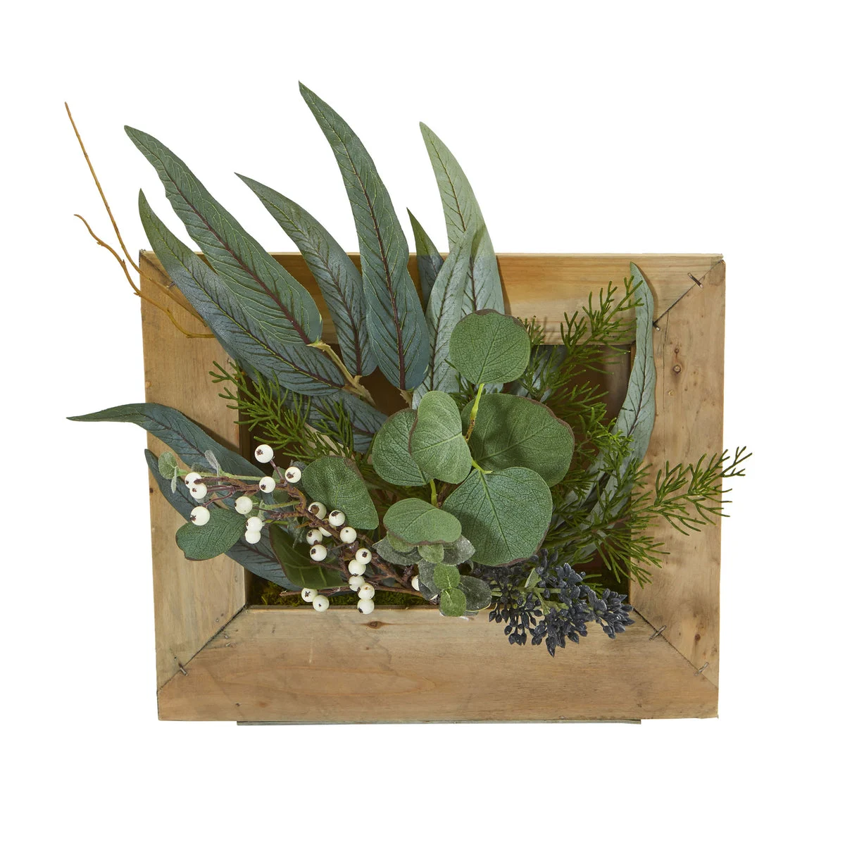 Nearly Natural 8404 10" Artificial Green Eucalyptus Plant in Hanging Frame