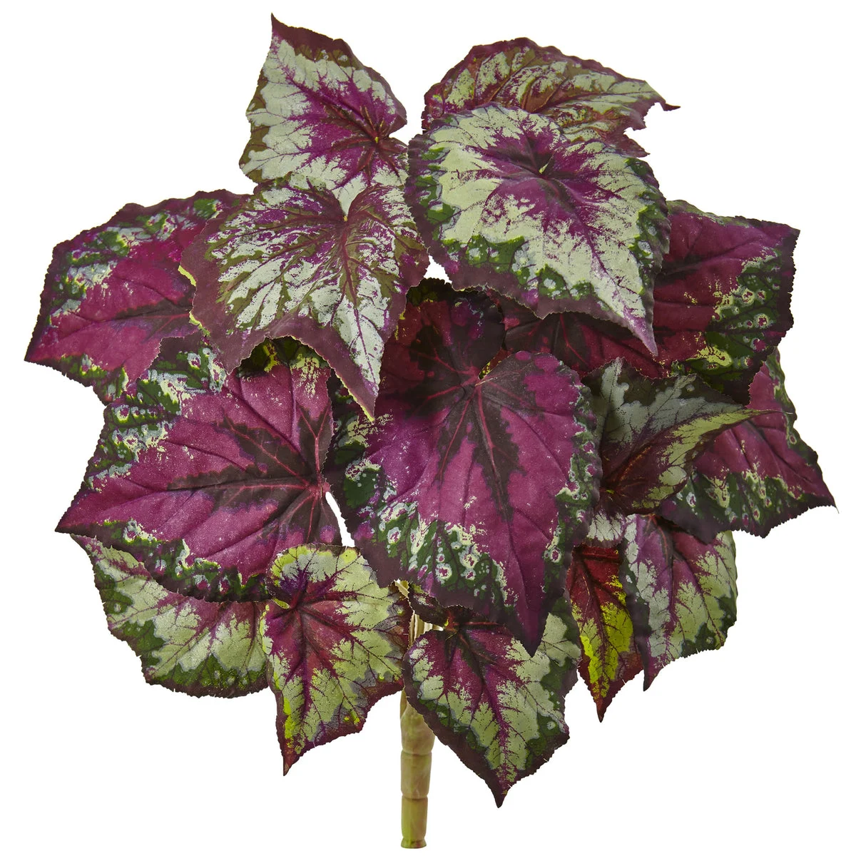 Nearly Natural 6146-S6 16" Artificial Green & Purple Wax Begonia Bush, Set of 6