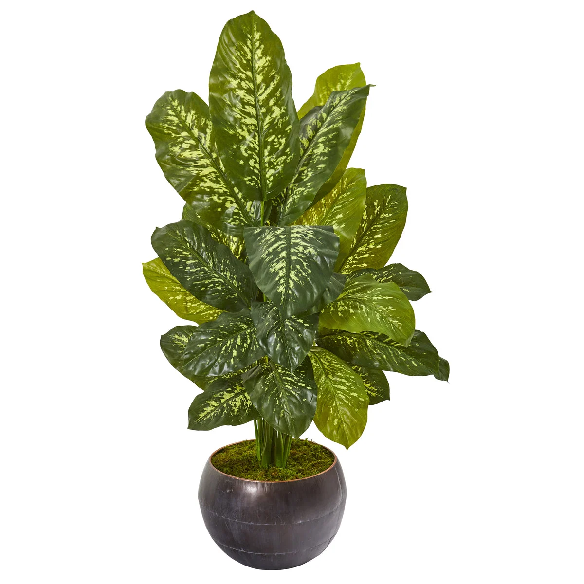 Nearly Natural 9783 46" Artificial Green Real Touch Dieffenbachia Plant in Metal Bowl