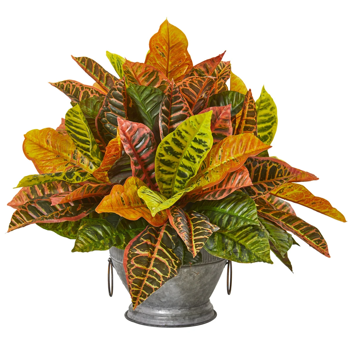 Nearly Natural 8624 17" Artificial Real Touch Garden Croton Plant in Planter, Multicolor