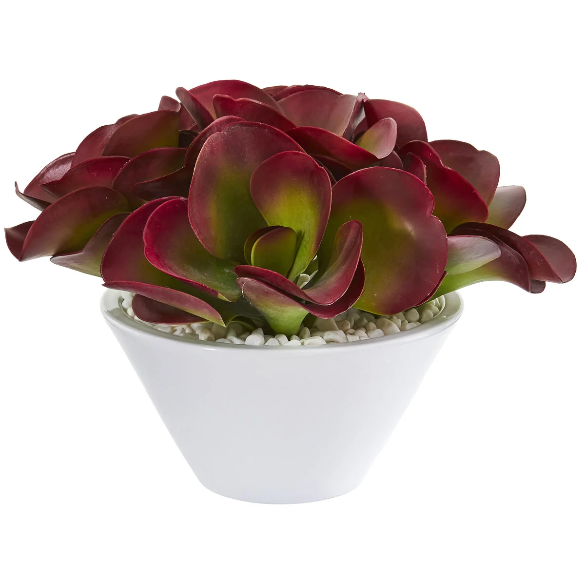 Nearly Natural P1296 13" Artificial Maroon Succulent Plant in White Bowl