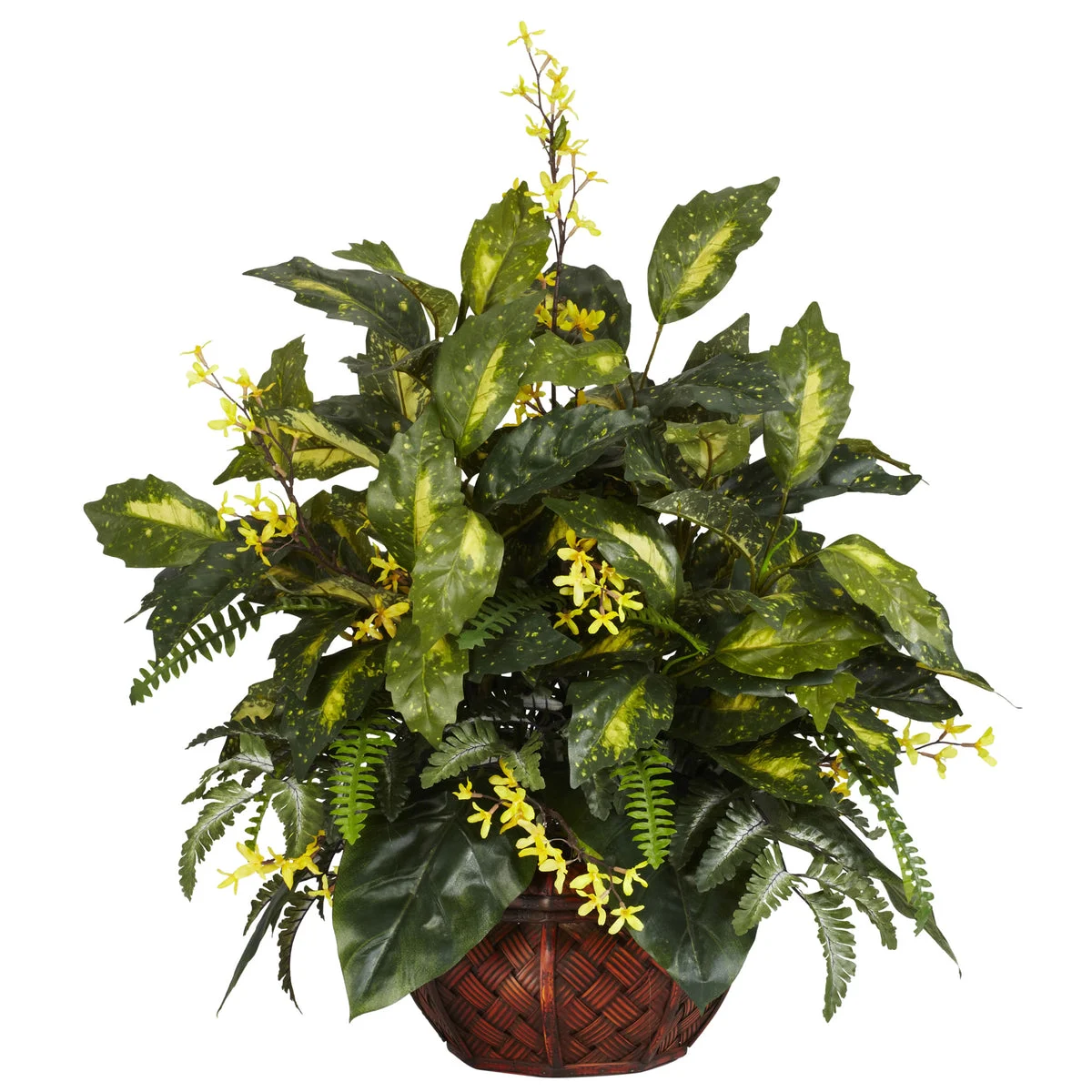 Nearly Natural Forsythia & Mixed Greens Silk Plant