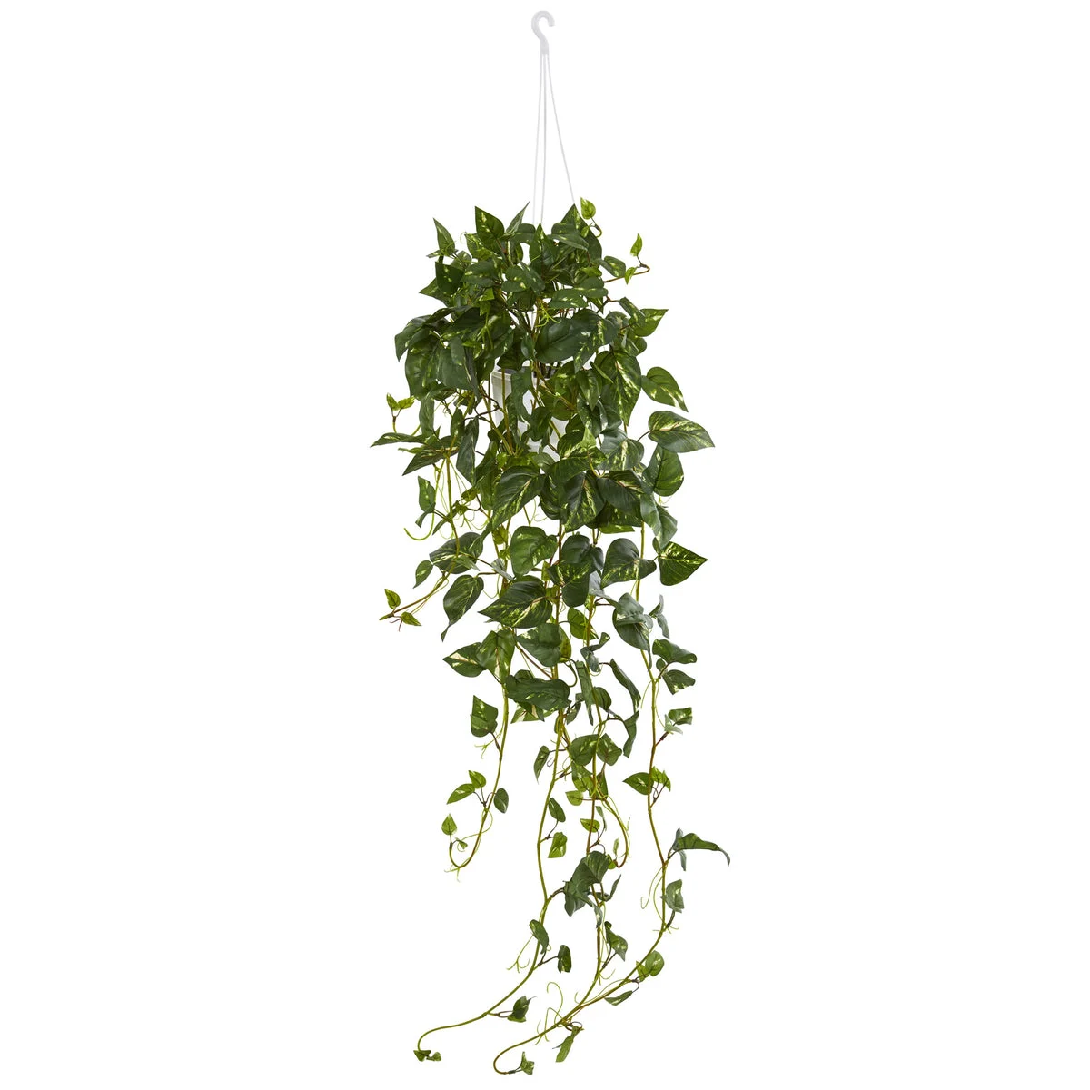 Nearly Natural 6948 40" Artificial Green Pothos Plant in Hanging Basket