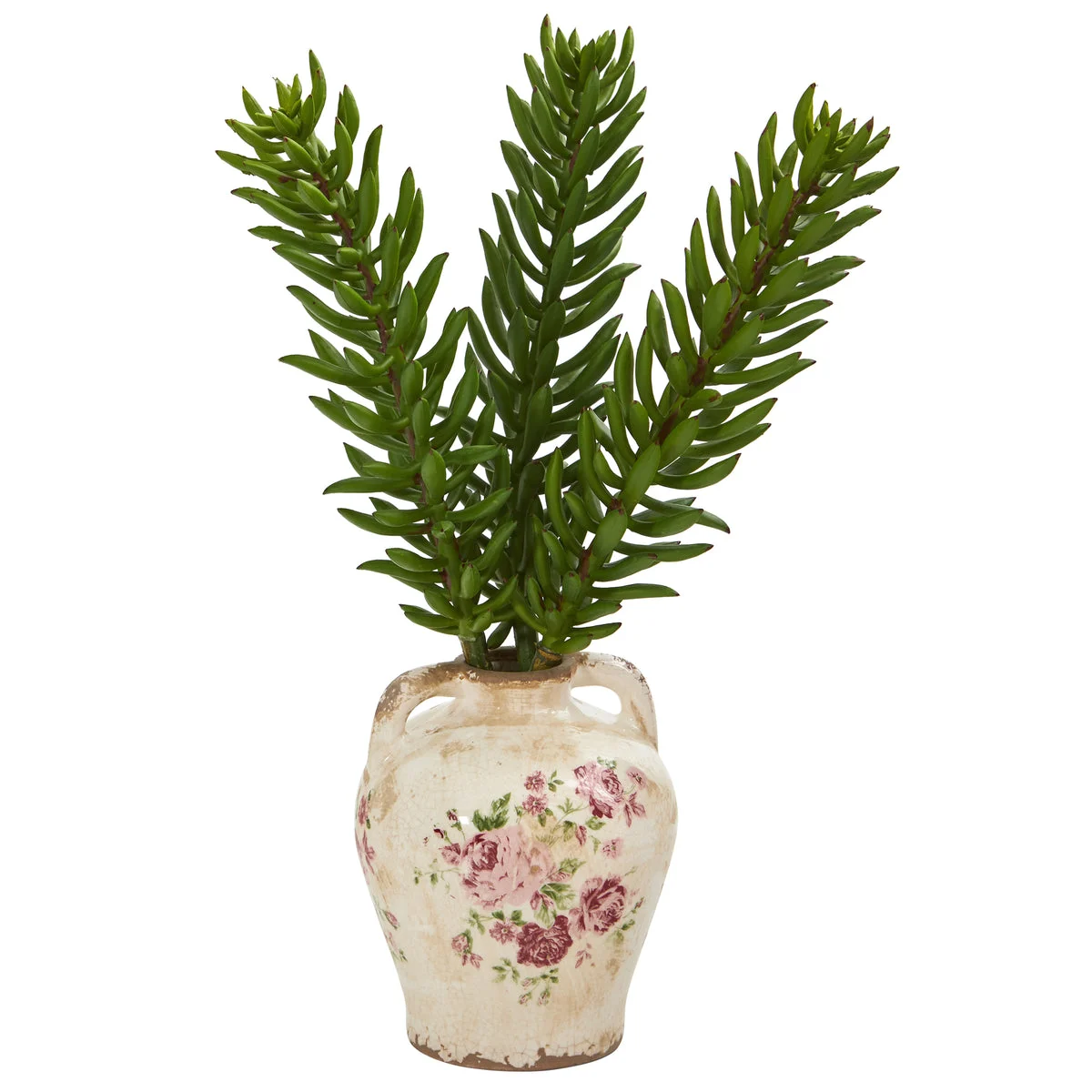 Nearly Natural P1013 20" Artificial Green Succulent Plant in Floral Jar