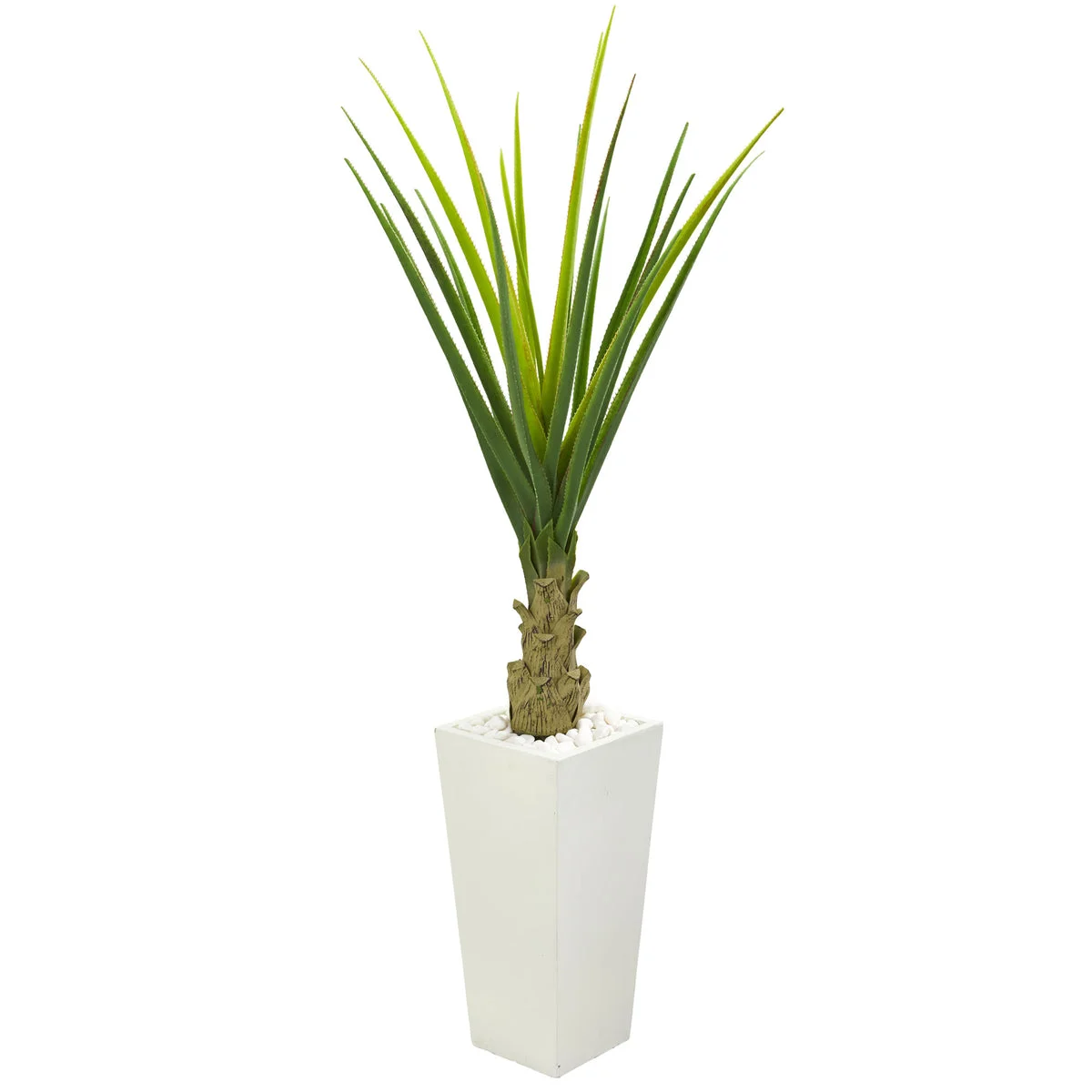 Nearly Natural 8087 5' Artificial Green Agave Plant in White Planter