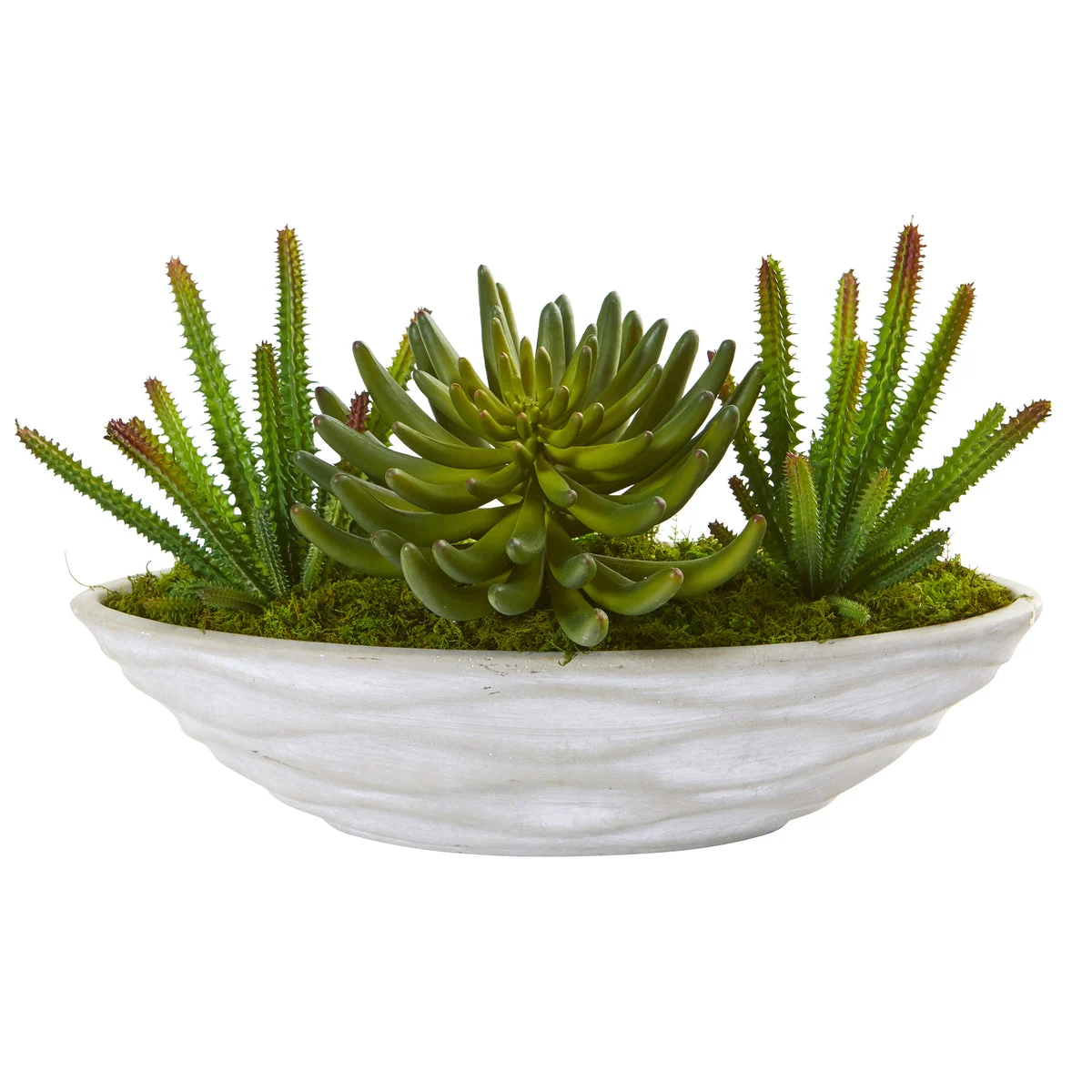Nearly Natural P1132 9" Artificial Green Succulent Plant in Decorative Planter