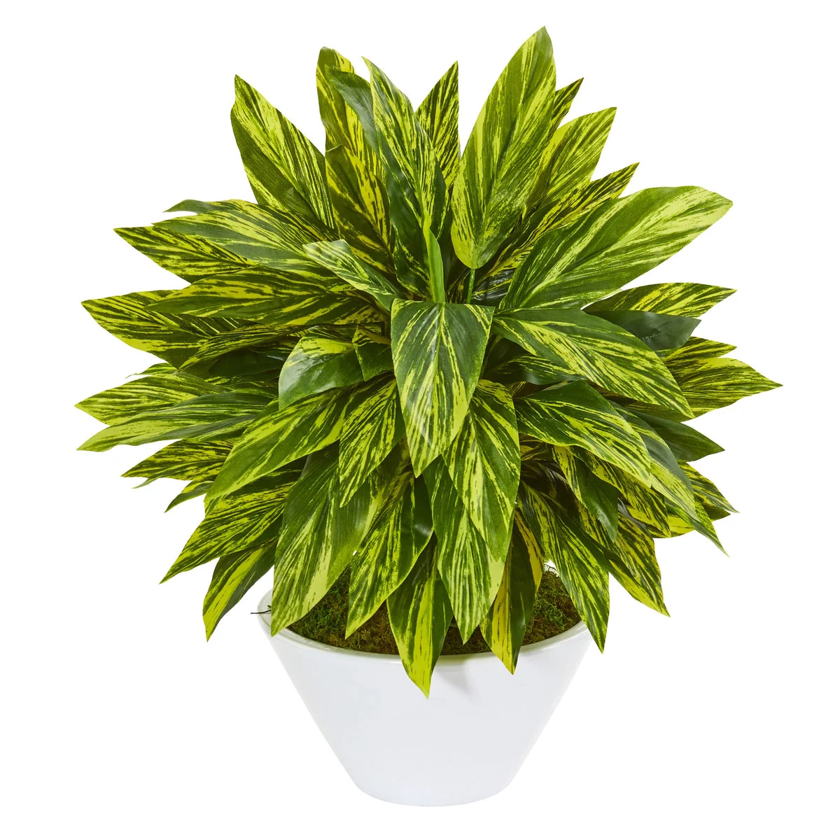 Nearly Natural 8399 21" Artificial Green Real Touch Tradescantia Plant in White Vase