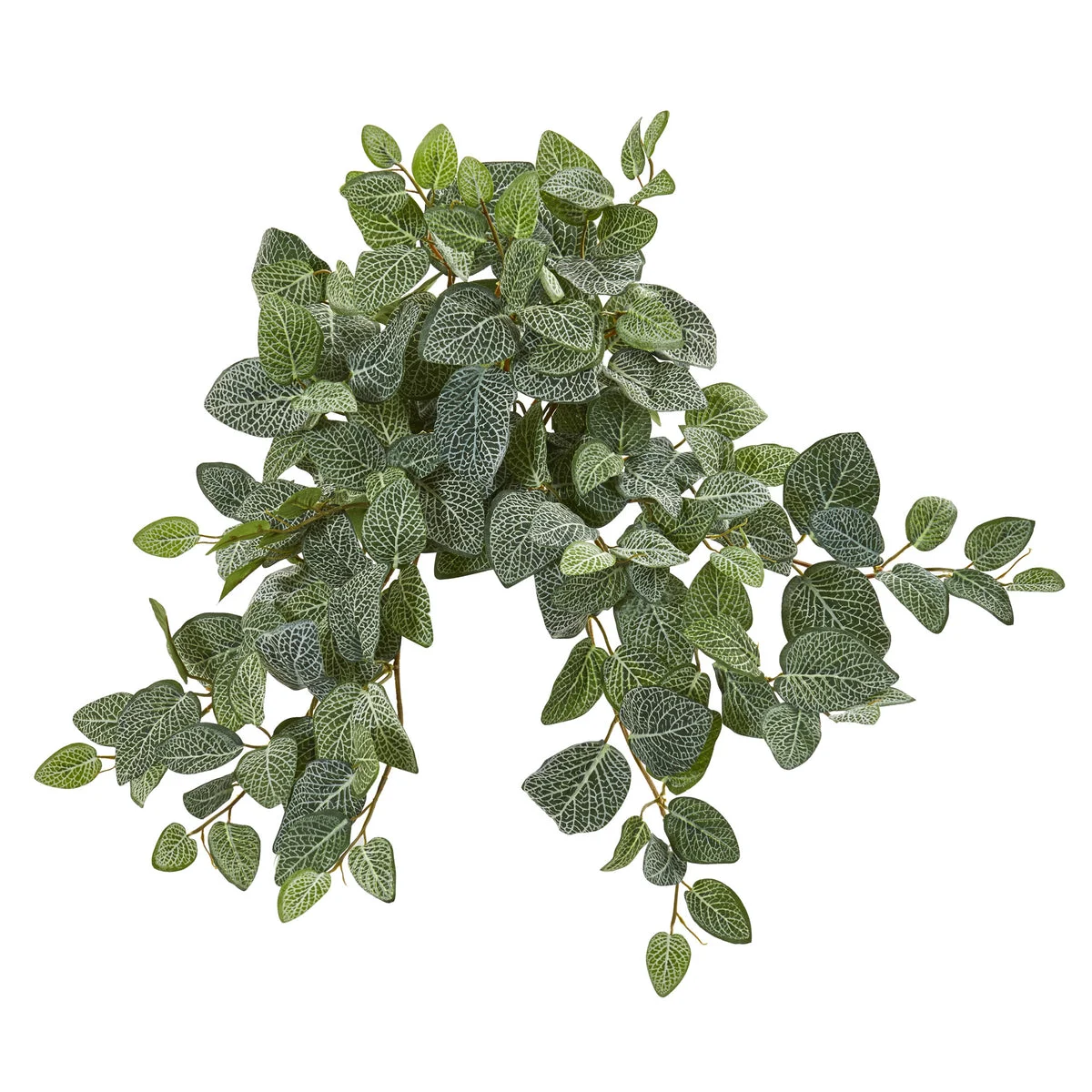 Nearly Natural 6193-S4 20" Artificial Green Fittonia Hanging Bush, Set of 4